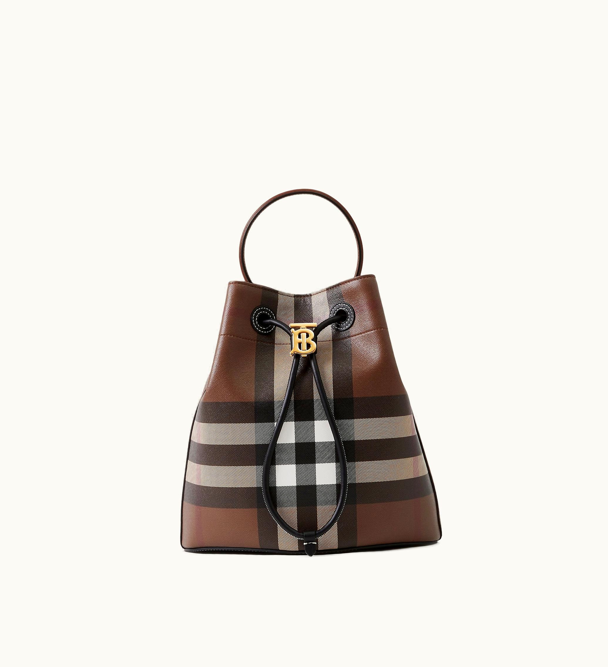 Burberry Burberry Small Tb Bucket Bag In Dark Birch Brown - Women