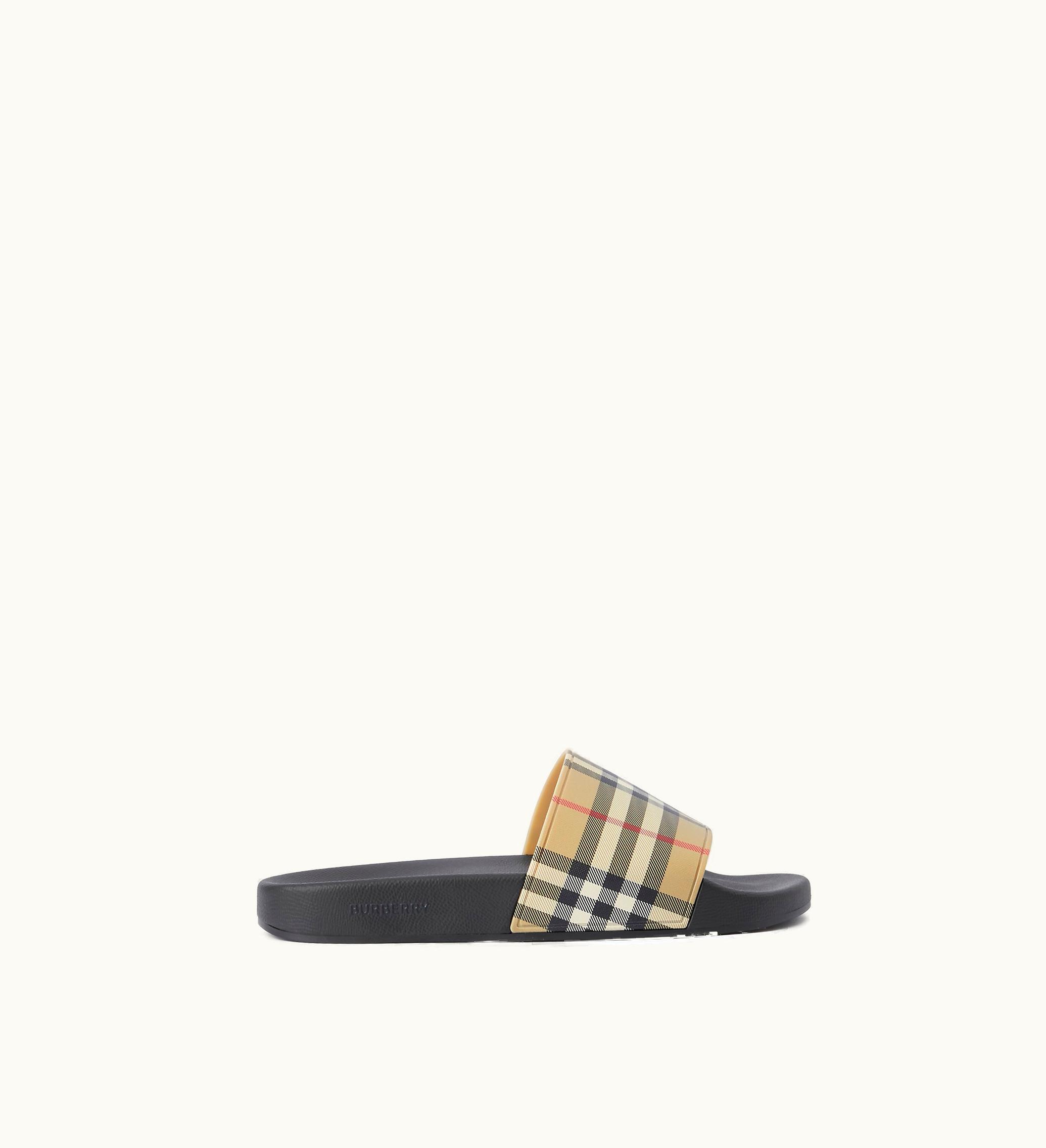 Burberry Burberry Check Slides In Archive Beige - Women