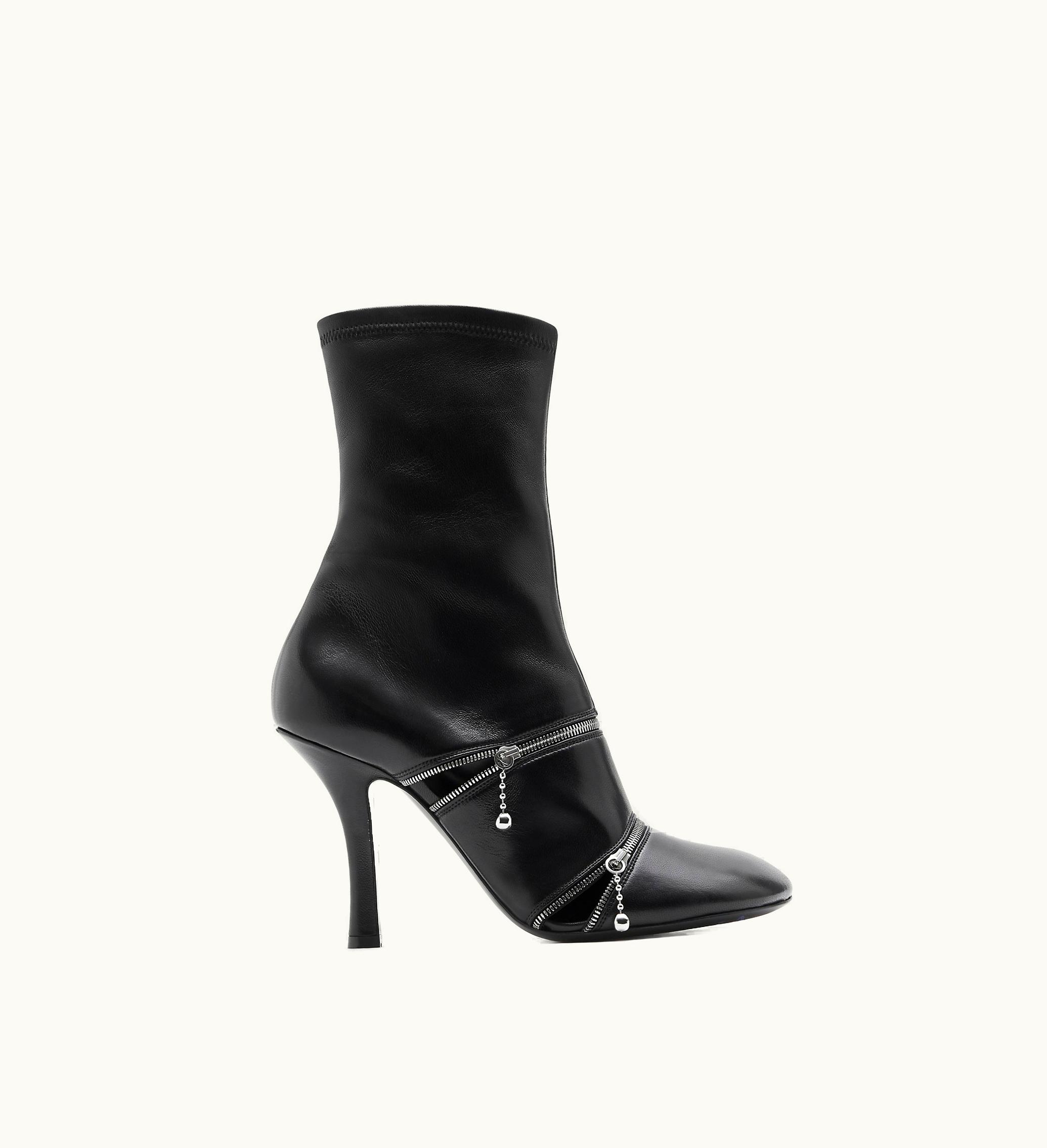 Burberry Burberry Leather Peep Boots In Black - Women