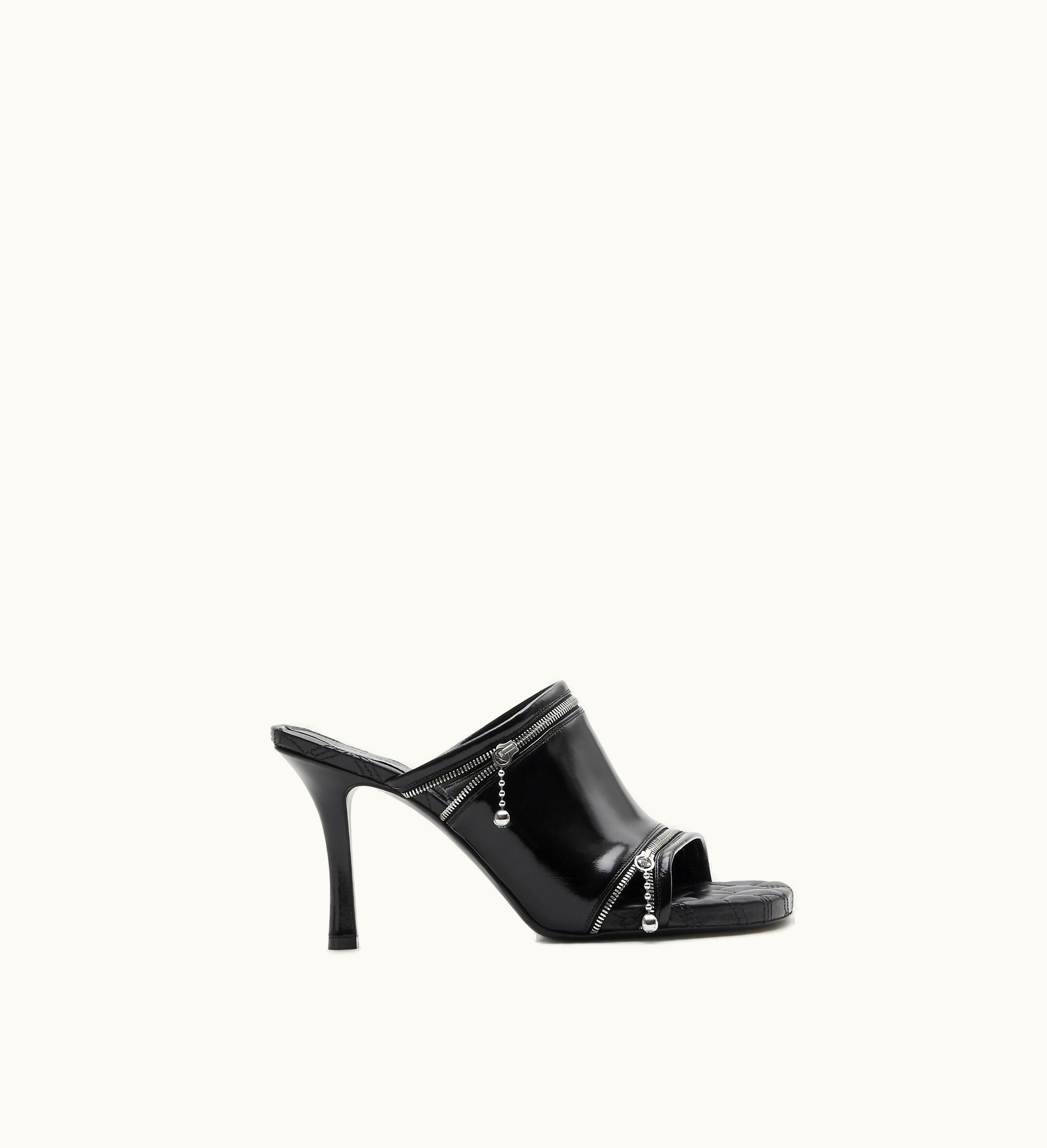 Burberry Burberry Leather Peep Sandals In Black - Women