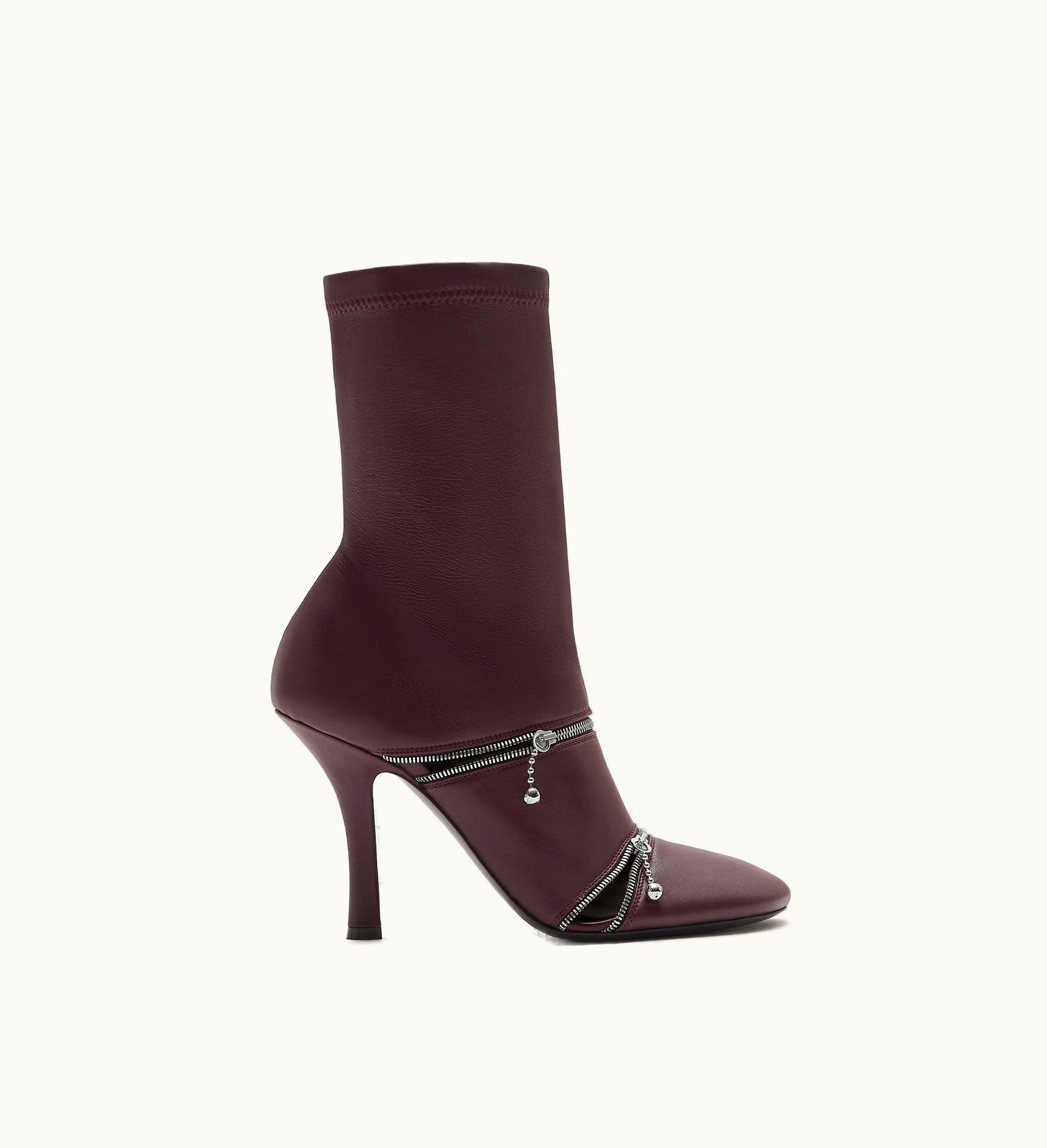 Burberry Burberry Leather Peep Boots In Poison - Women