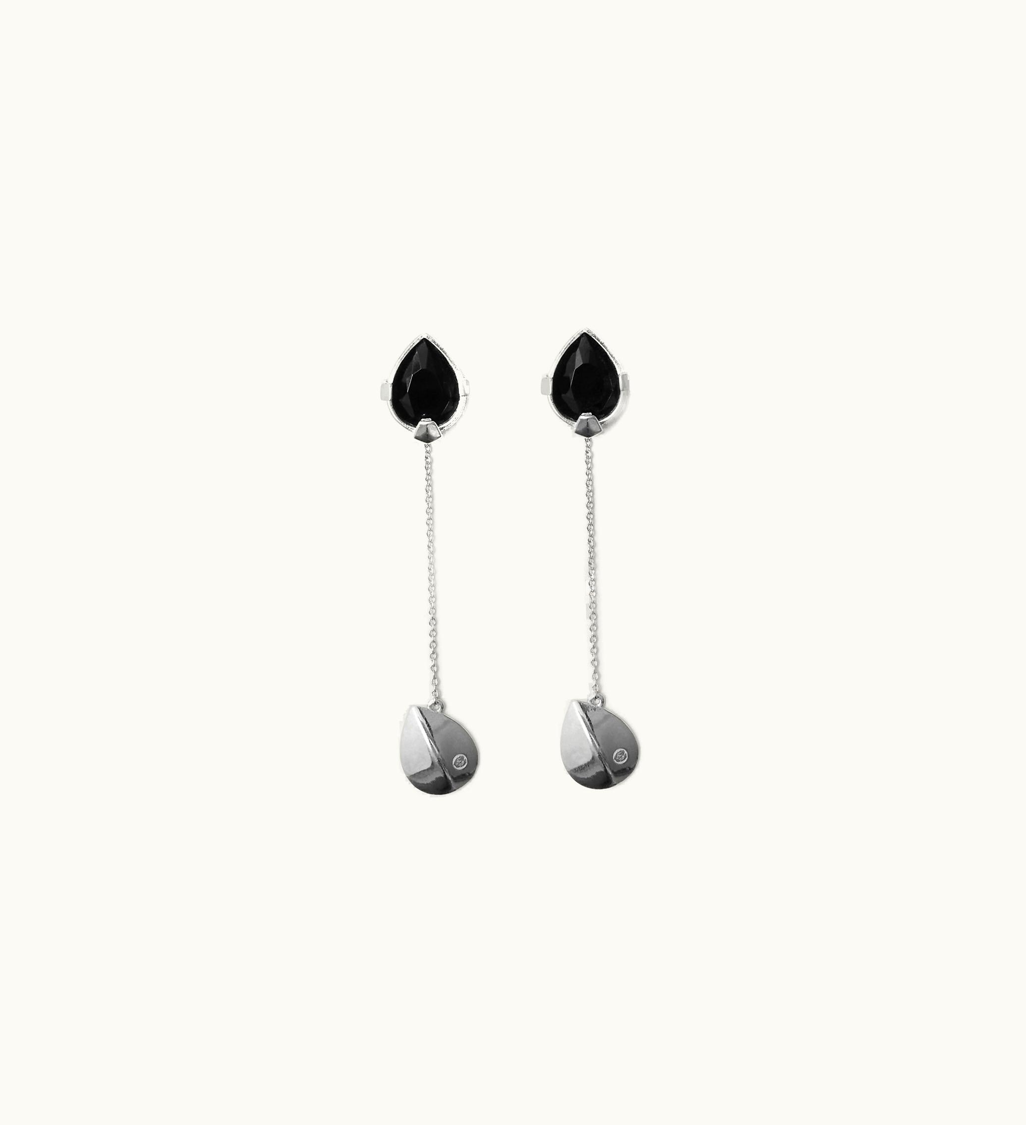 Burberry Burberry Onyx Shield Pendant Earrings In Silver / Black - Women