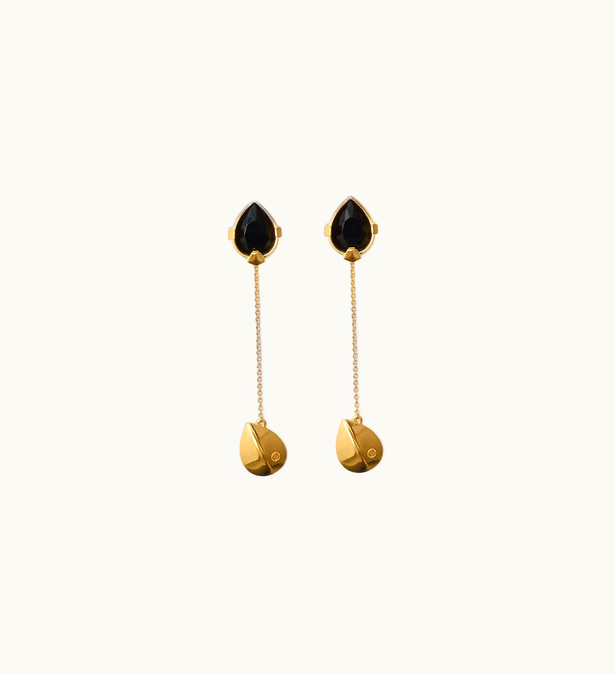 Burberry Burberry Onyx Shield Pendant Earrings In Gold / Black - Women