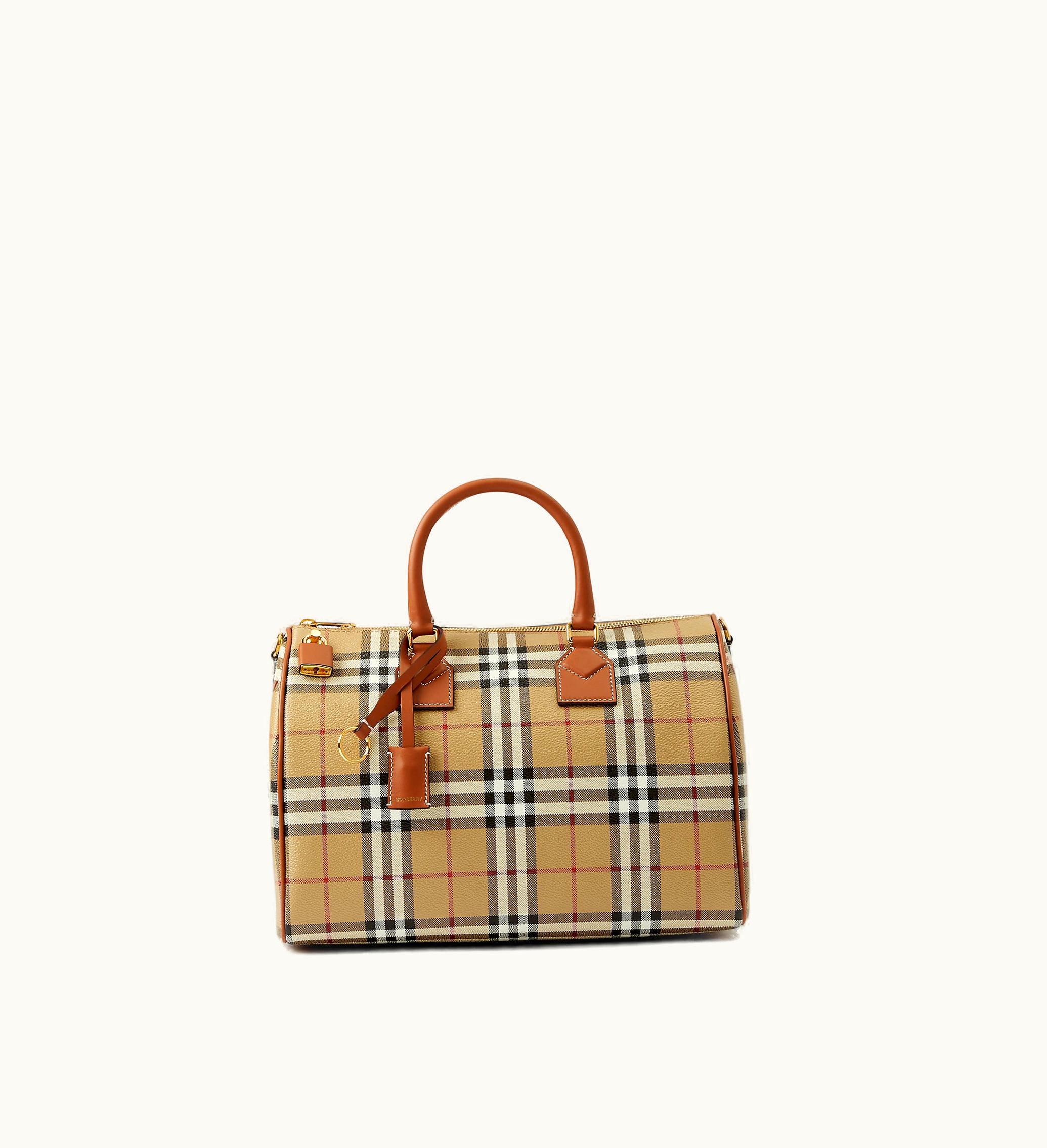 Burberry Burberry Medium Check Bowling Bag In Archive Beige / Briar Brown - Women, Vintage Check