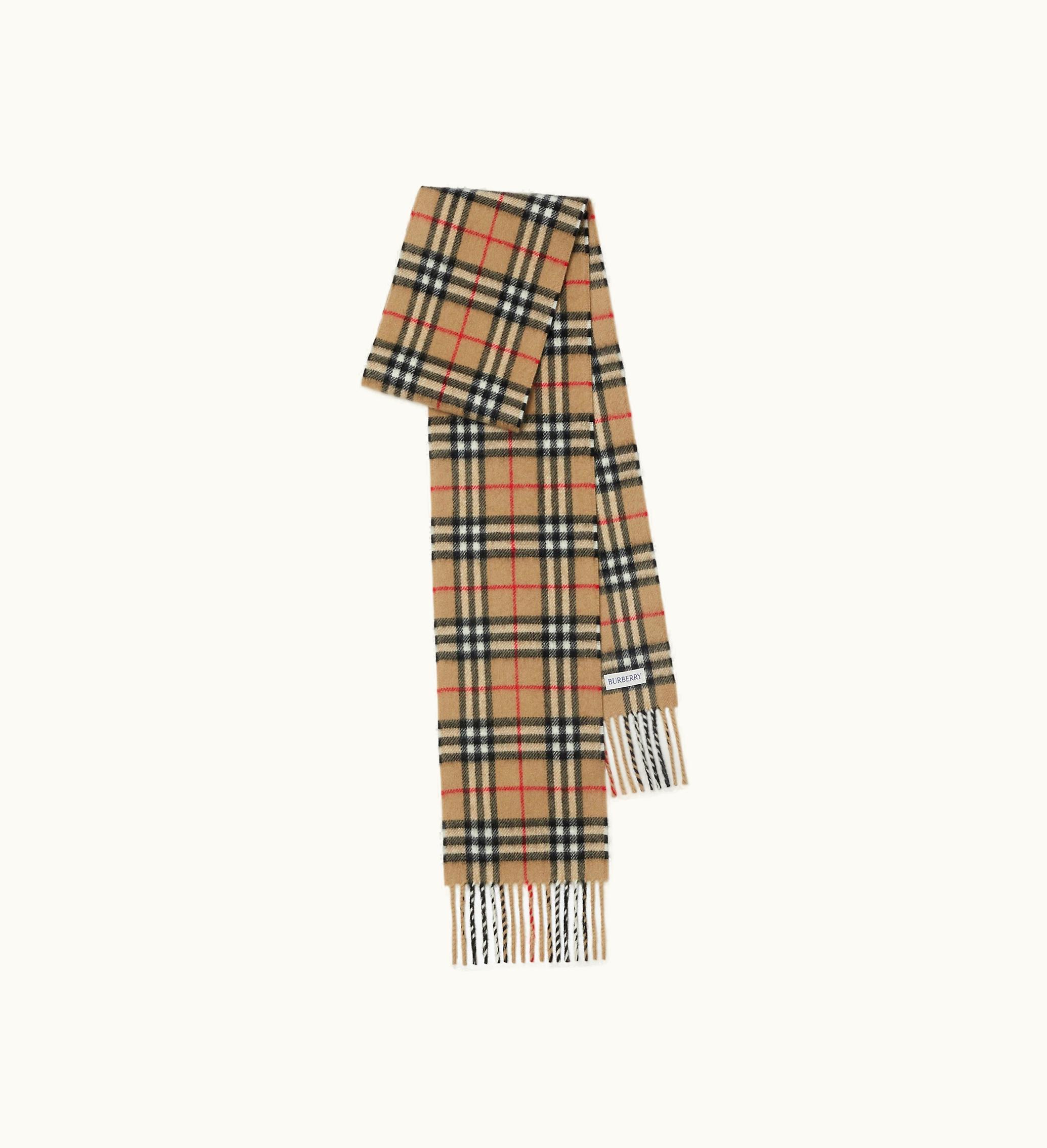 Burberry Burberry Narrow Check Cashmere Scarf In Archive Beige