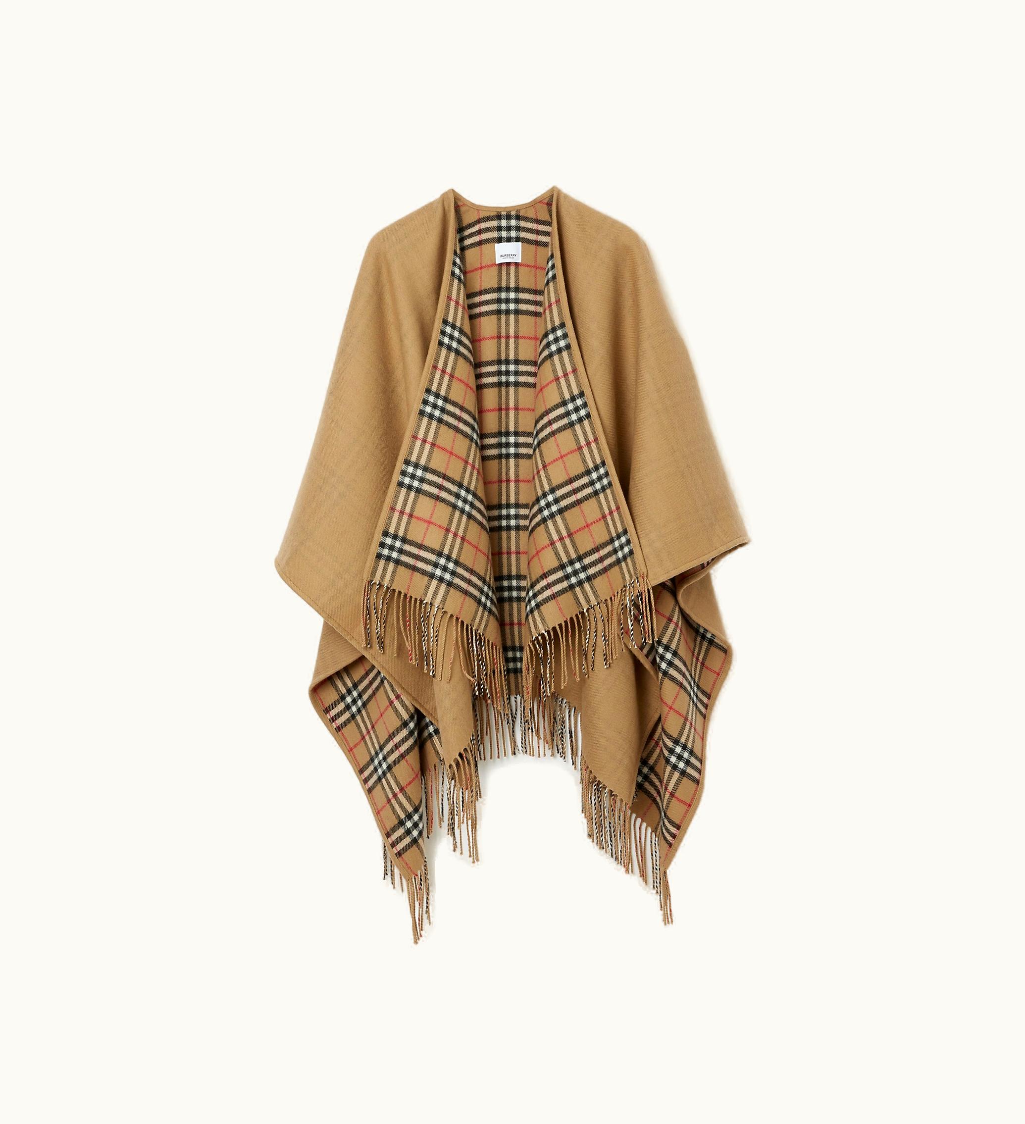 Burberry Burberry Reversible Check Wool Cape In Archive Beige