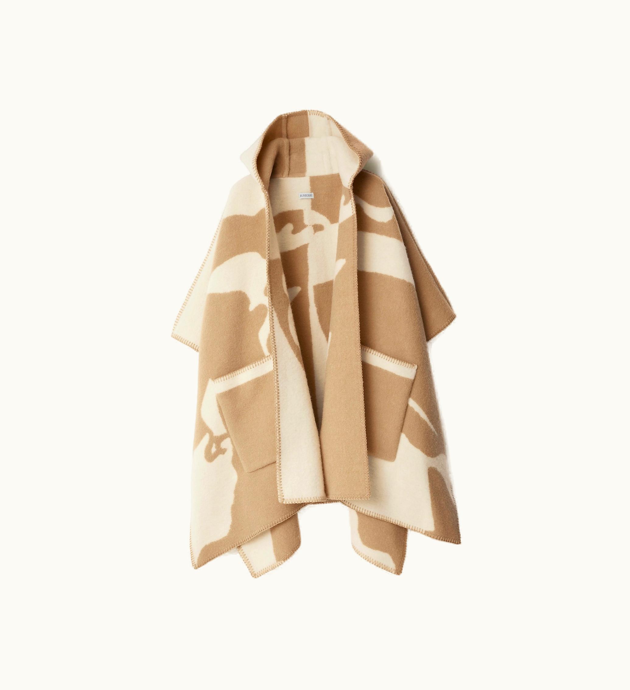 Burberry Burberry Ekd Wool Blanket Cape In Archive Beige - Women