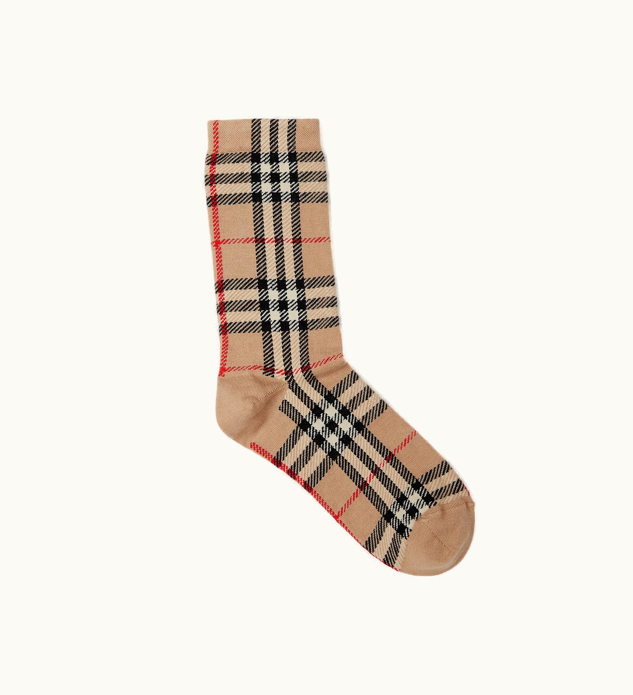 Burberry Burberry Vintage Check Intarsia Cotton Cashmere Blend Socks In Archive Beige