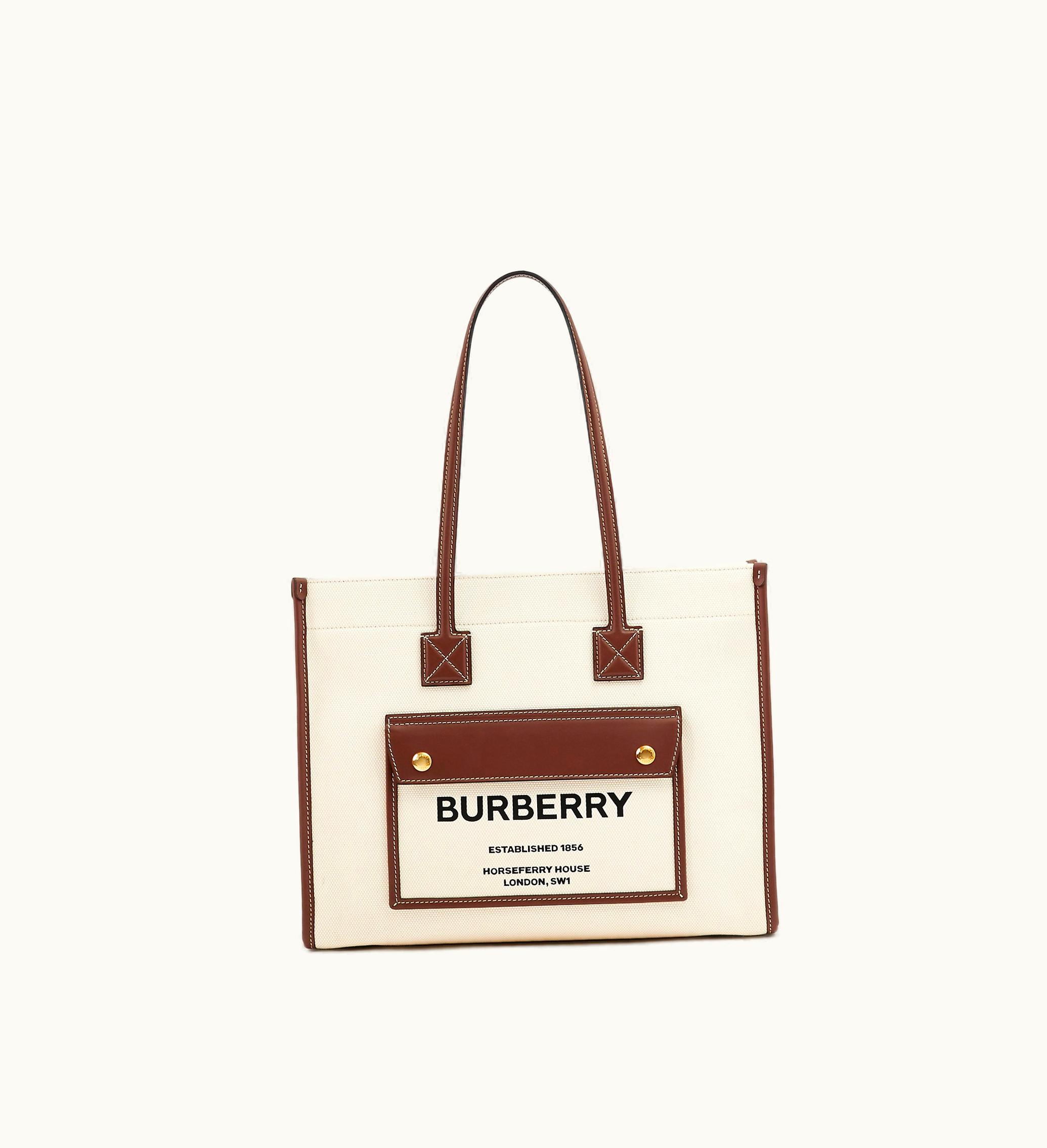 Burberry Burberry Small Freya Tote In Natural / Tan - Women, Canvas