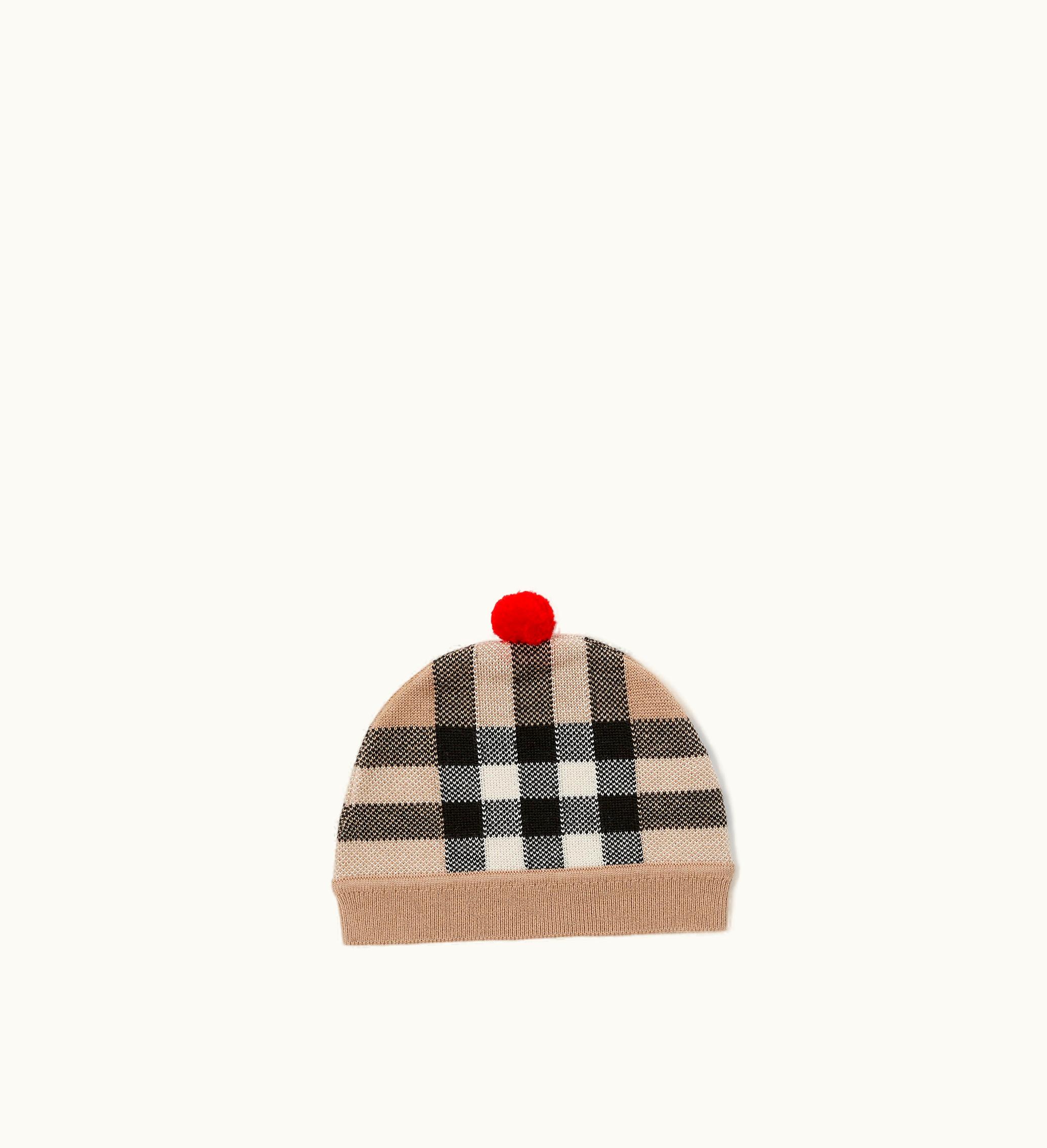 Burberry Burberry Check Wool Cashmere Beanie In Archive Beige - Children