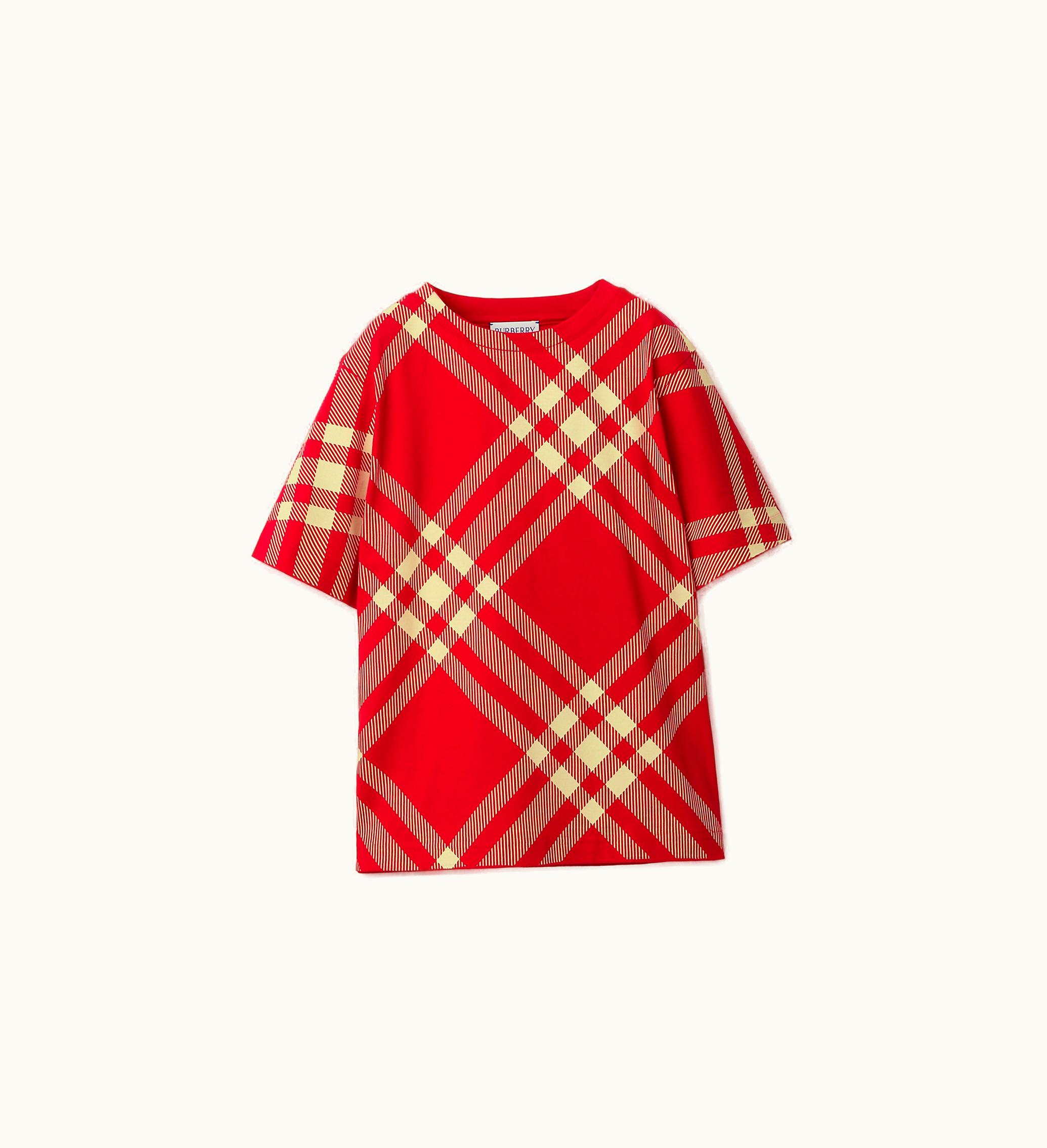Burberry Burberry Check Cotton T-shirt In Pillar