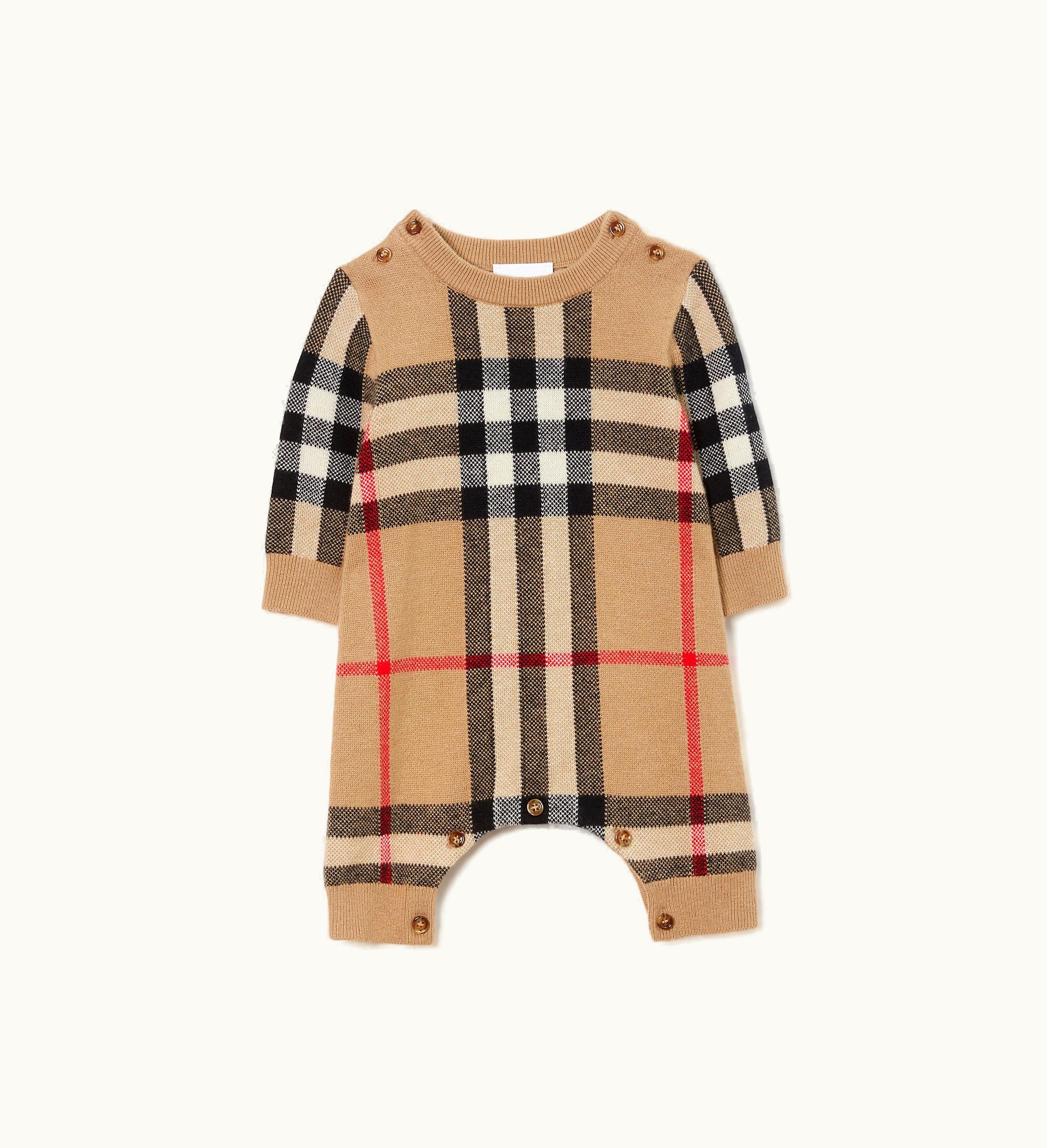 Burberry Burberry Check Wool Cashmere Jumpsuit In Archive Beige - Children