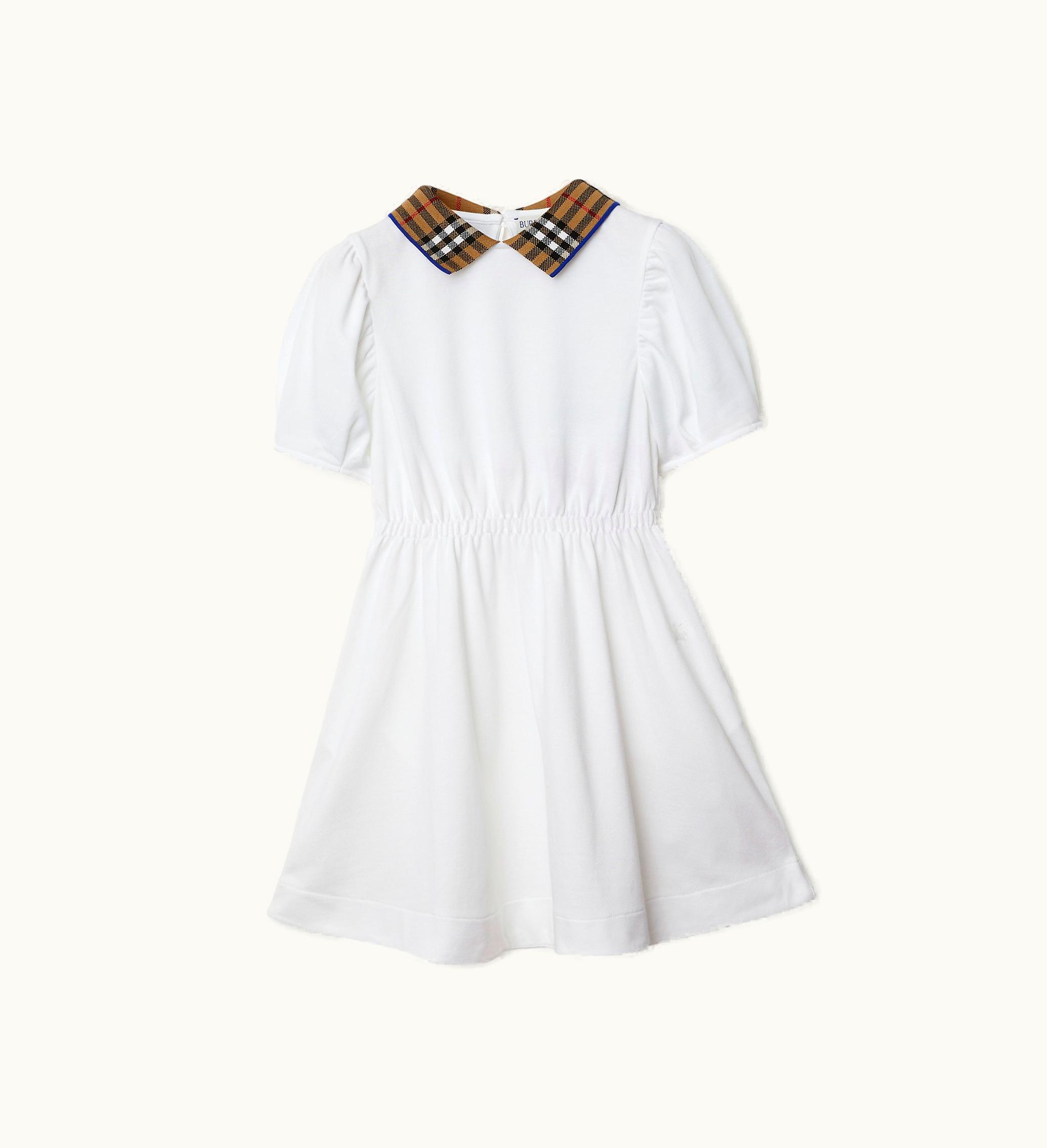 Burberry Burberry Check Collar Cotton Polo Shirt Dress In White