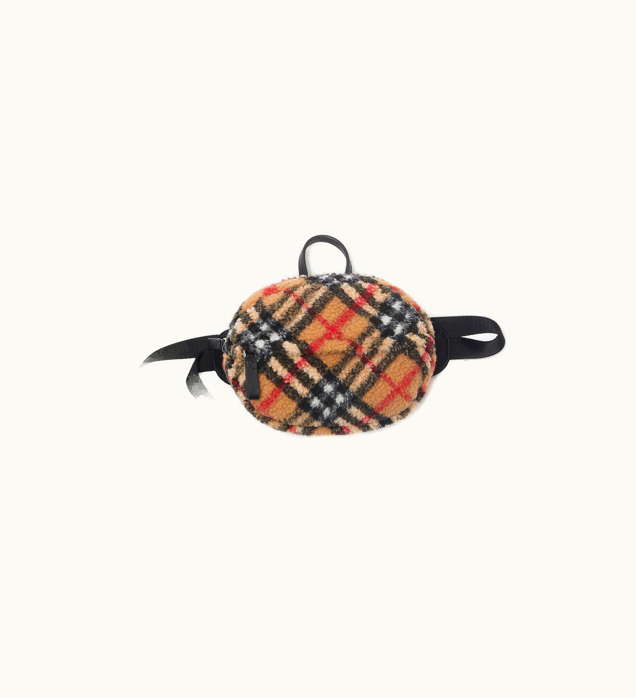 Burberry Burberry Check Fleece Belt Bag In Archive Beige - Children
