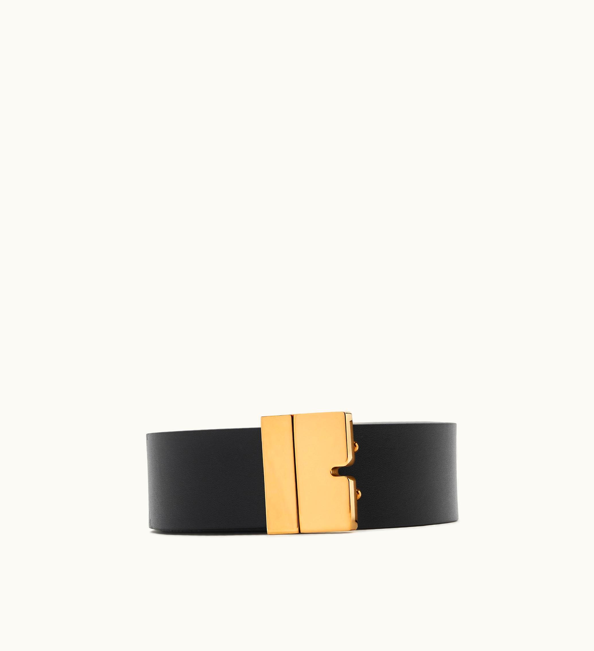 Burberry Burberry Reversible Leather B Cut Belt In Black / Brass - Men