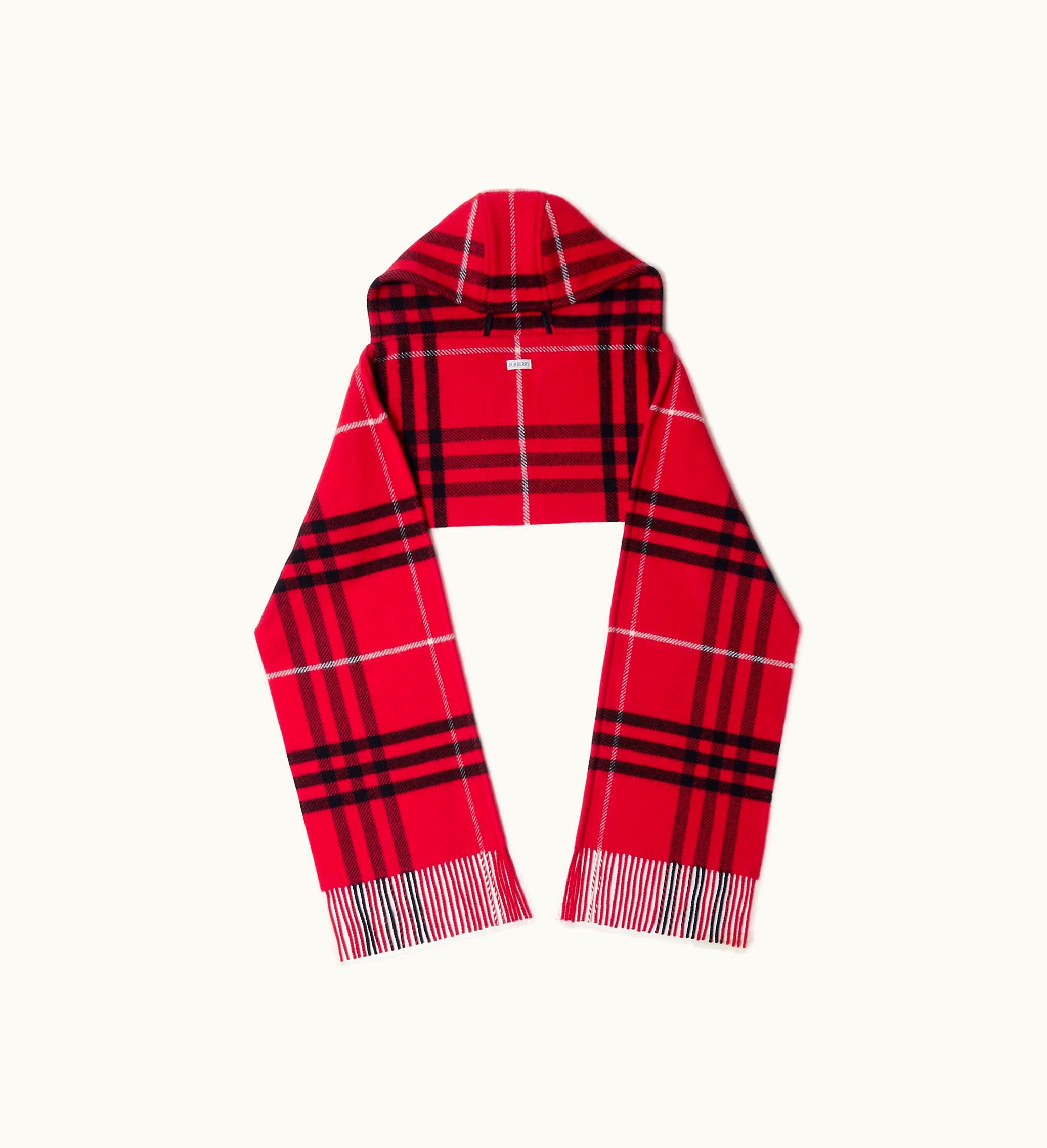 Burberry Burberry Check Wool Cashmere Hooded Scarf In Pillar
