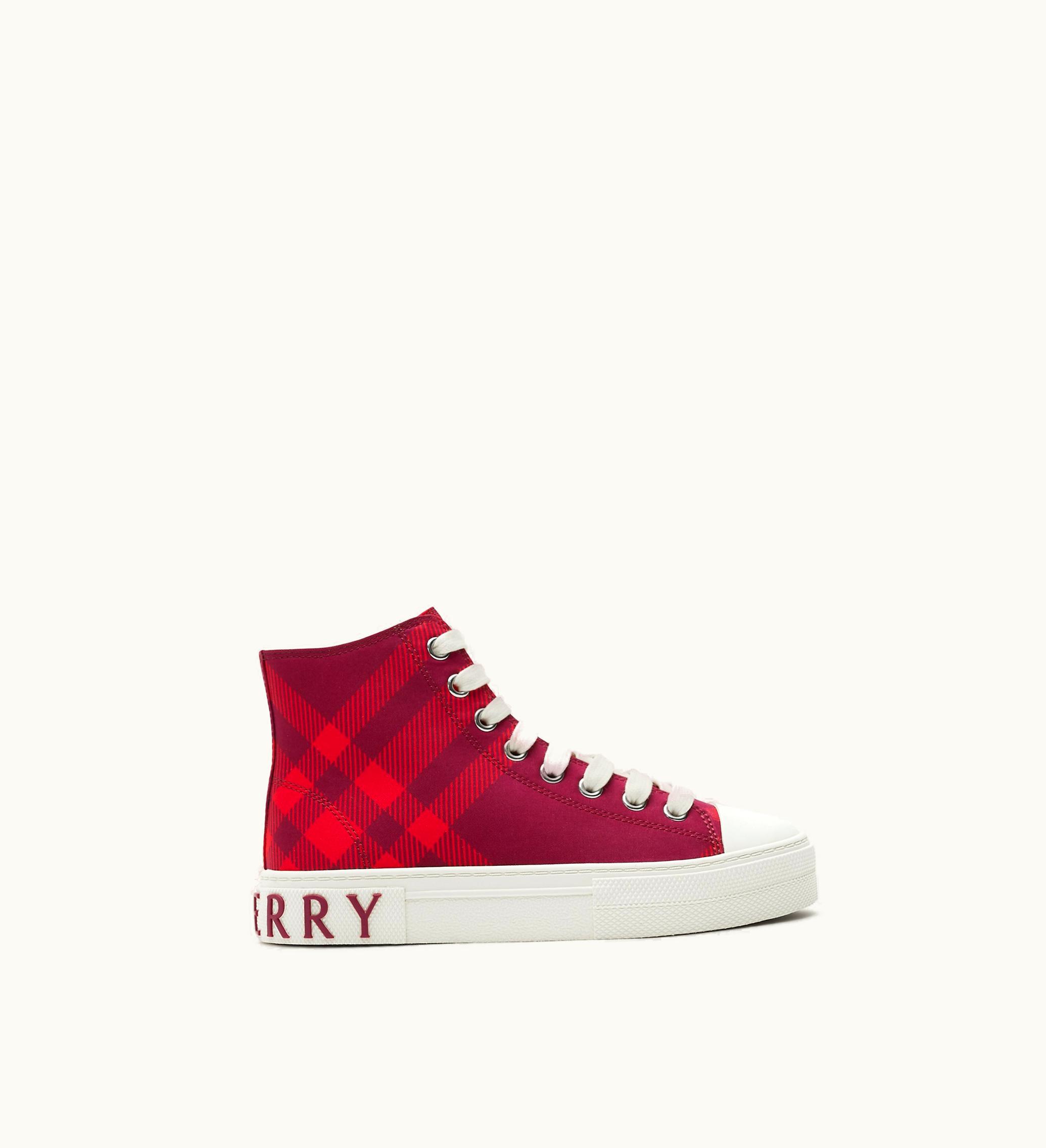 Burberry Burberry Check Cotton High-top Sneakers In Ripple - Children