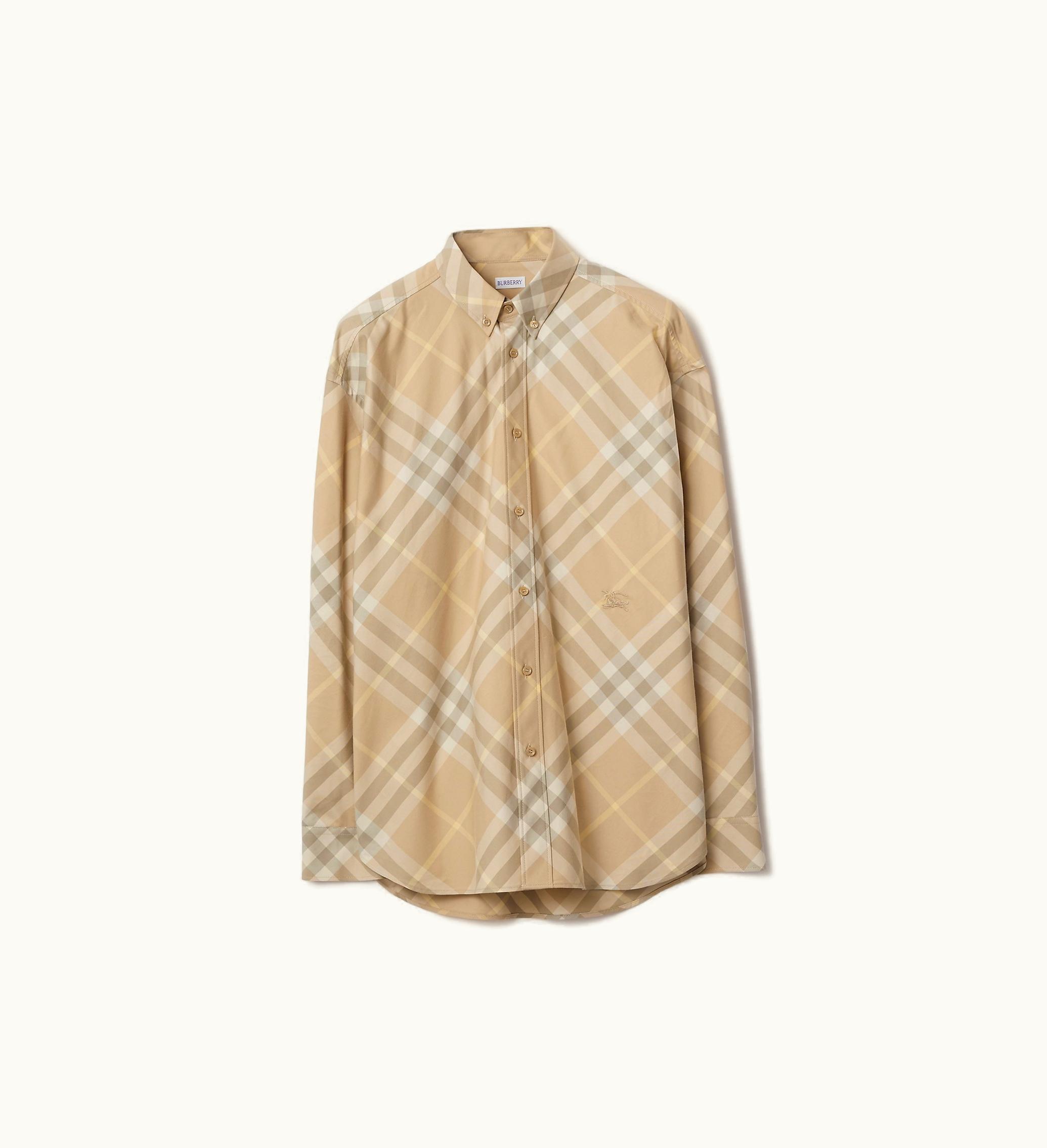 Burberry Burberry Check Cotton Shirt In Flax - Men