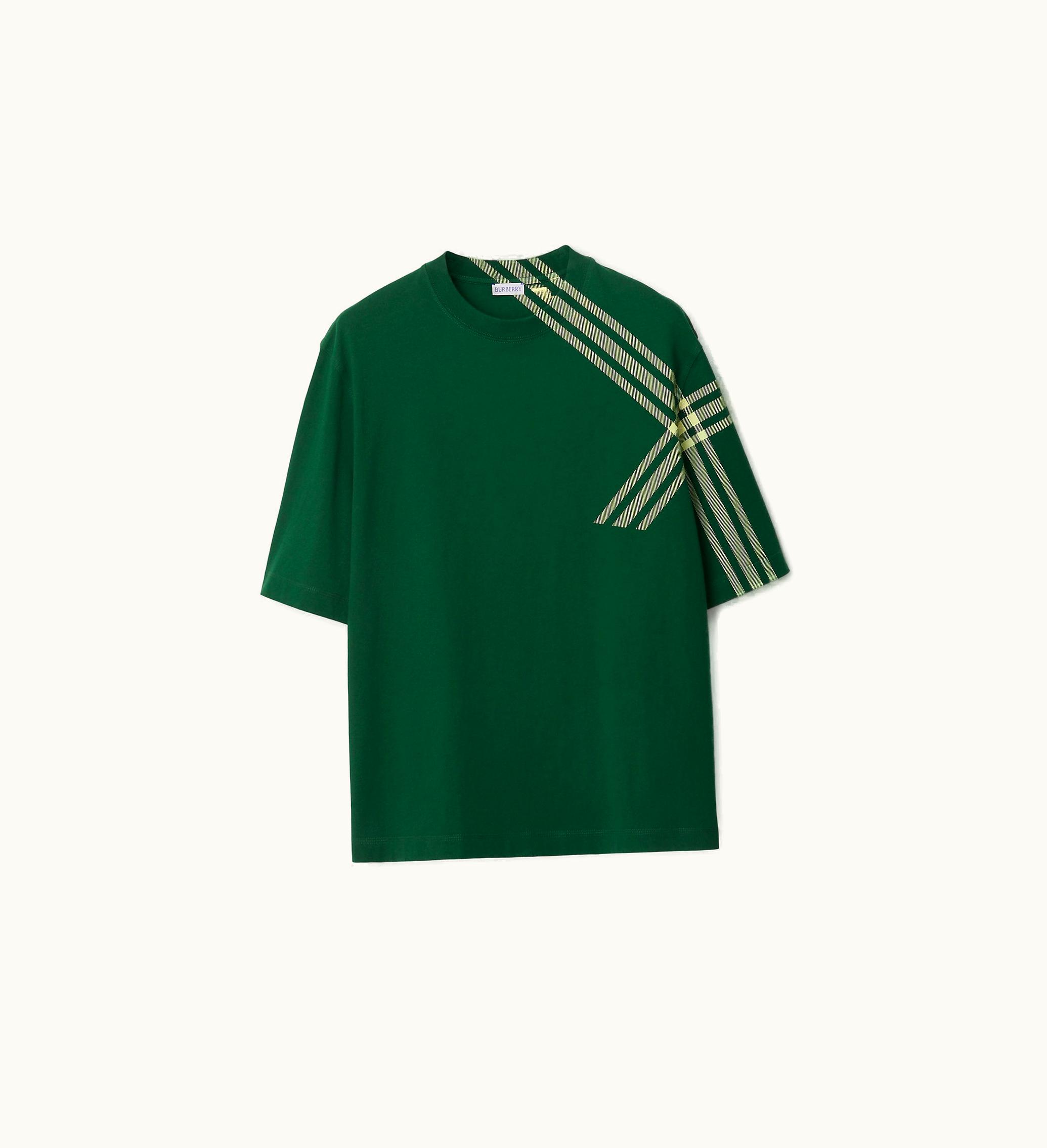 Burberry Burberry Check Sleeve Cotton T-shirt In Ivy - Men