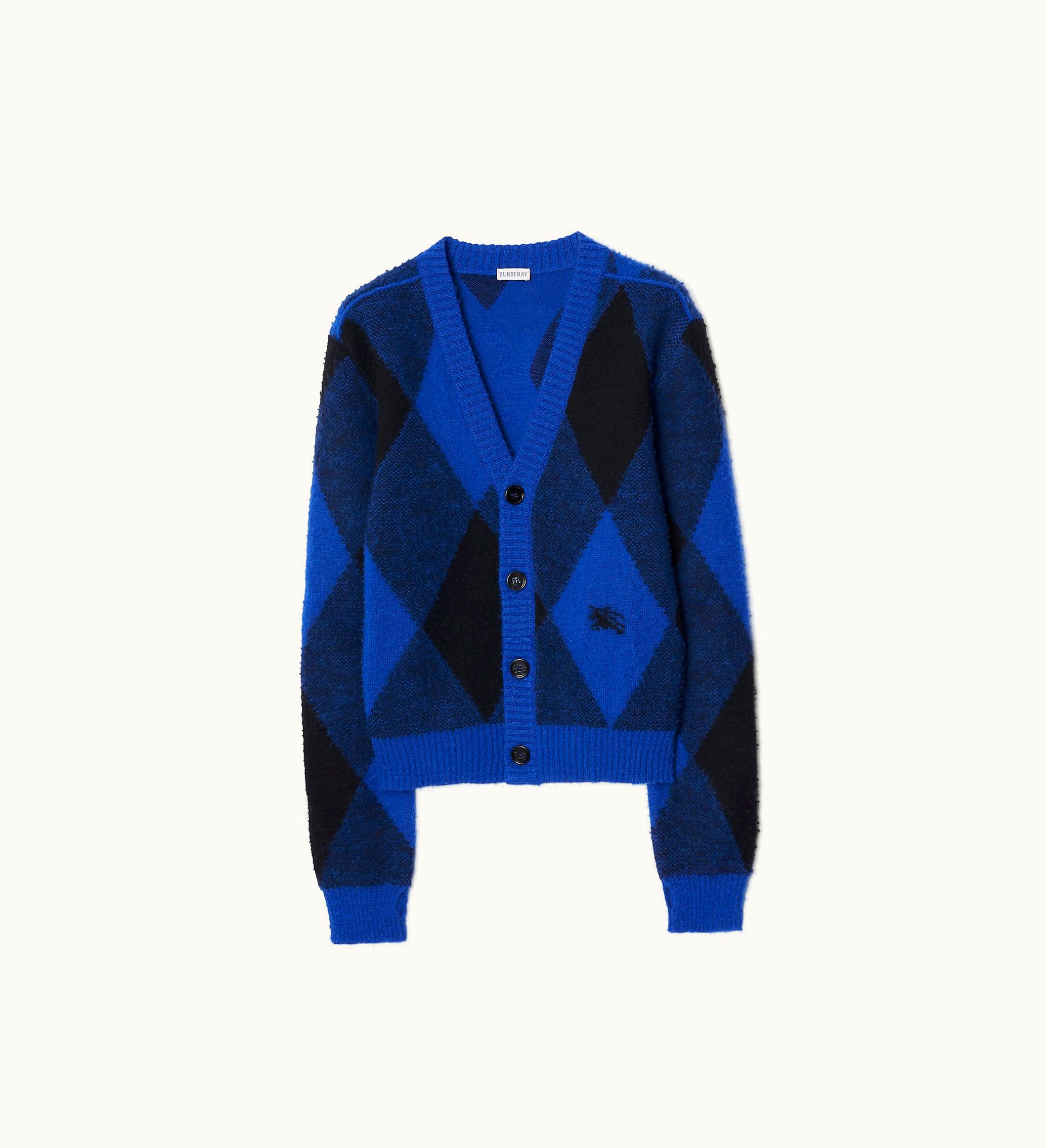 Burberry Burberry Argyle Wool Cardigan In Knight - Men