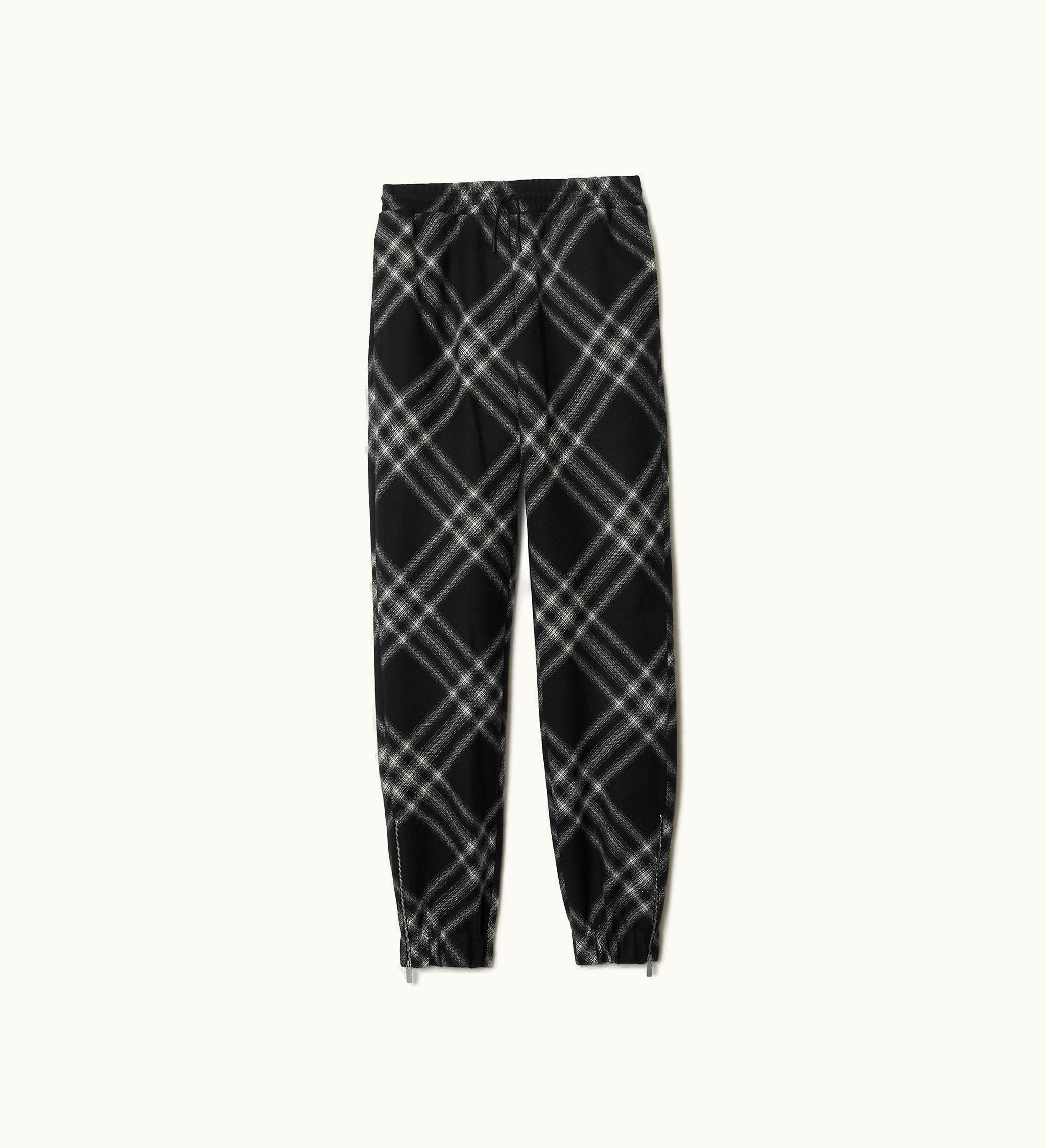 Burberry Burberry Check Wool Jogging Pants In Monochrome - Men