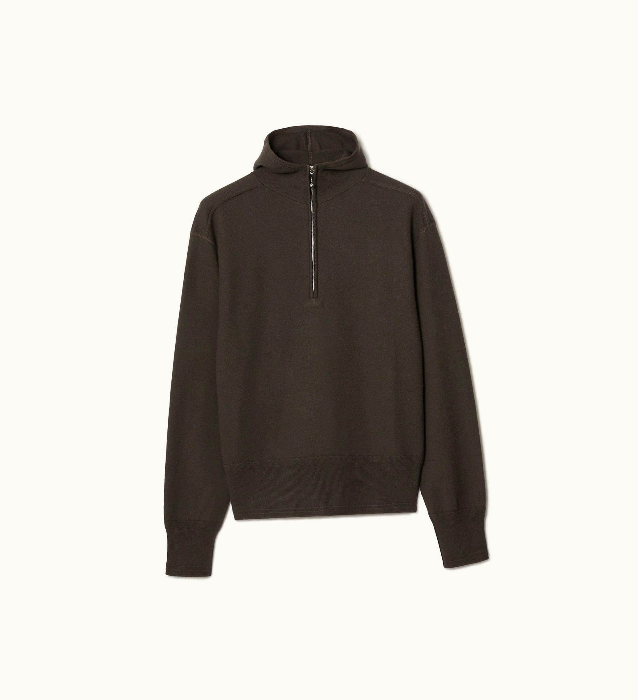 Burberry Burberry Wool Half-zip Hoodie In Otter - Men
