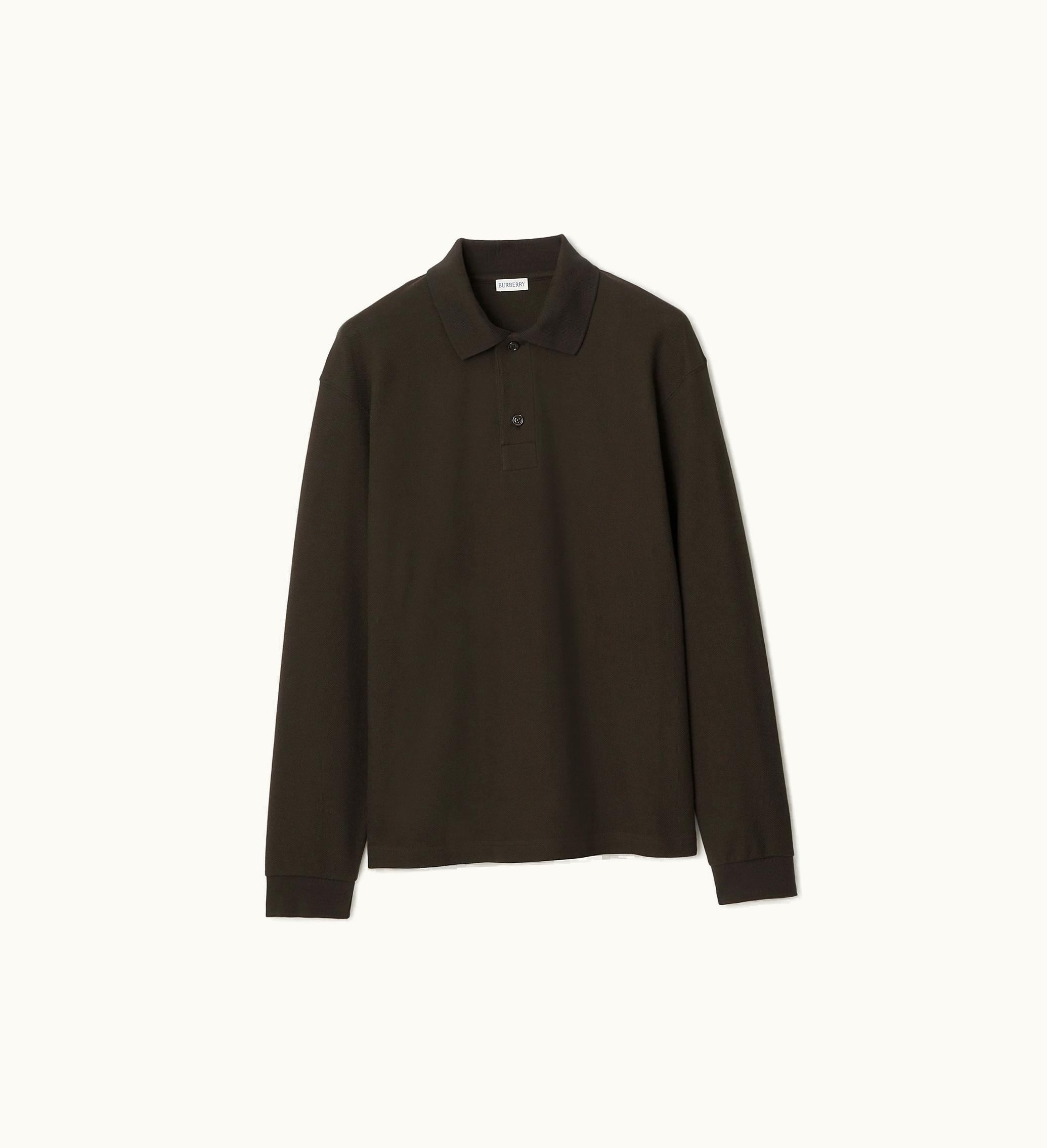 Burberry Burberry Long-sleeve Cotton Polo Shirt In Otter - Men