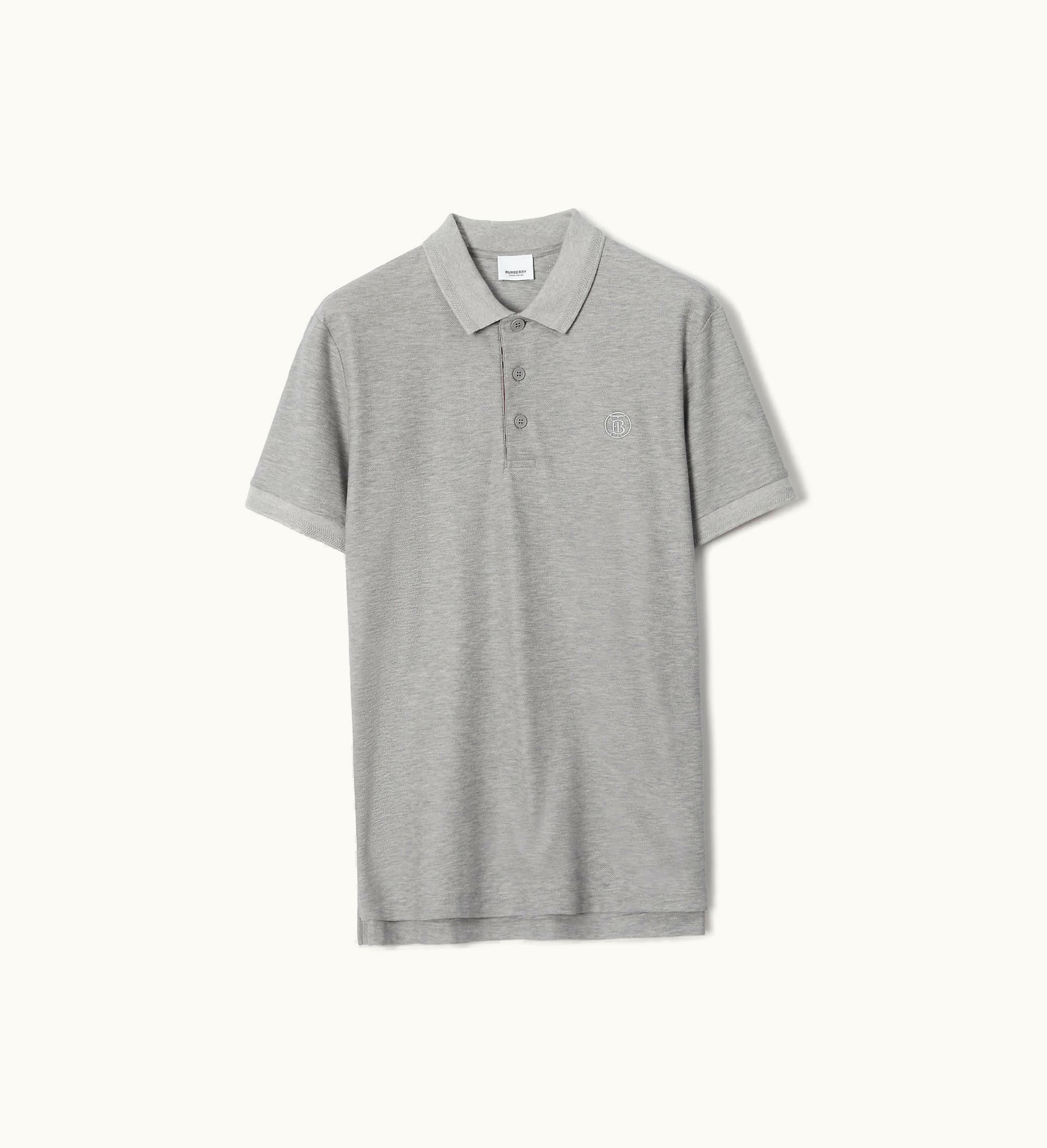 Burberry Burberry Cotton Polo Shirt In Pale Grey Melange - Men