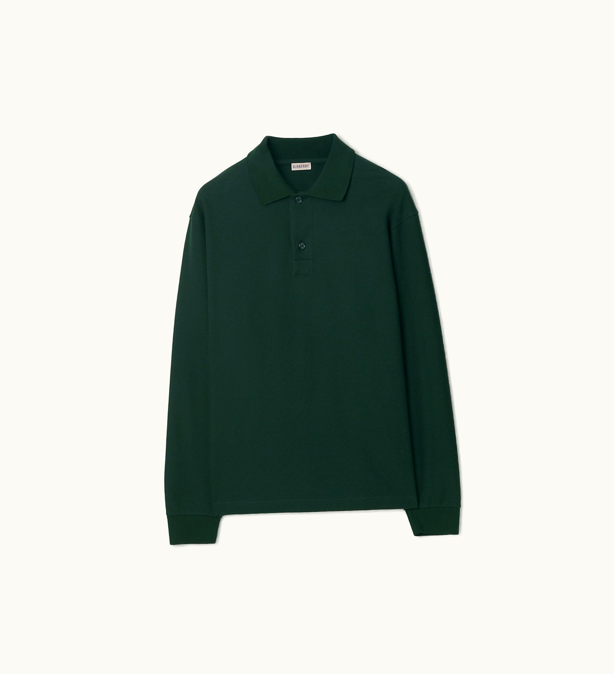 Burberry Burberry Long-sleeve Cotton Polo Shirt In Vine - Men