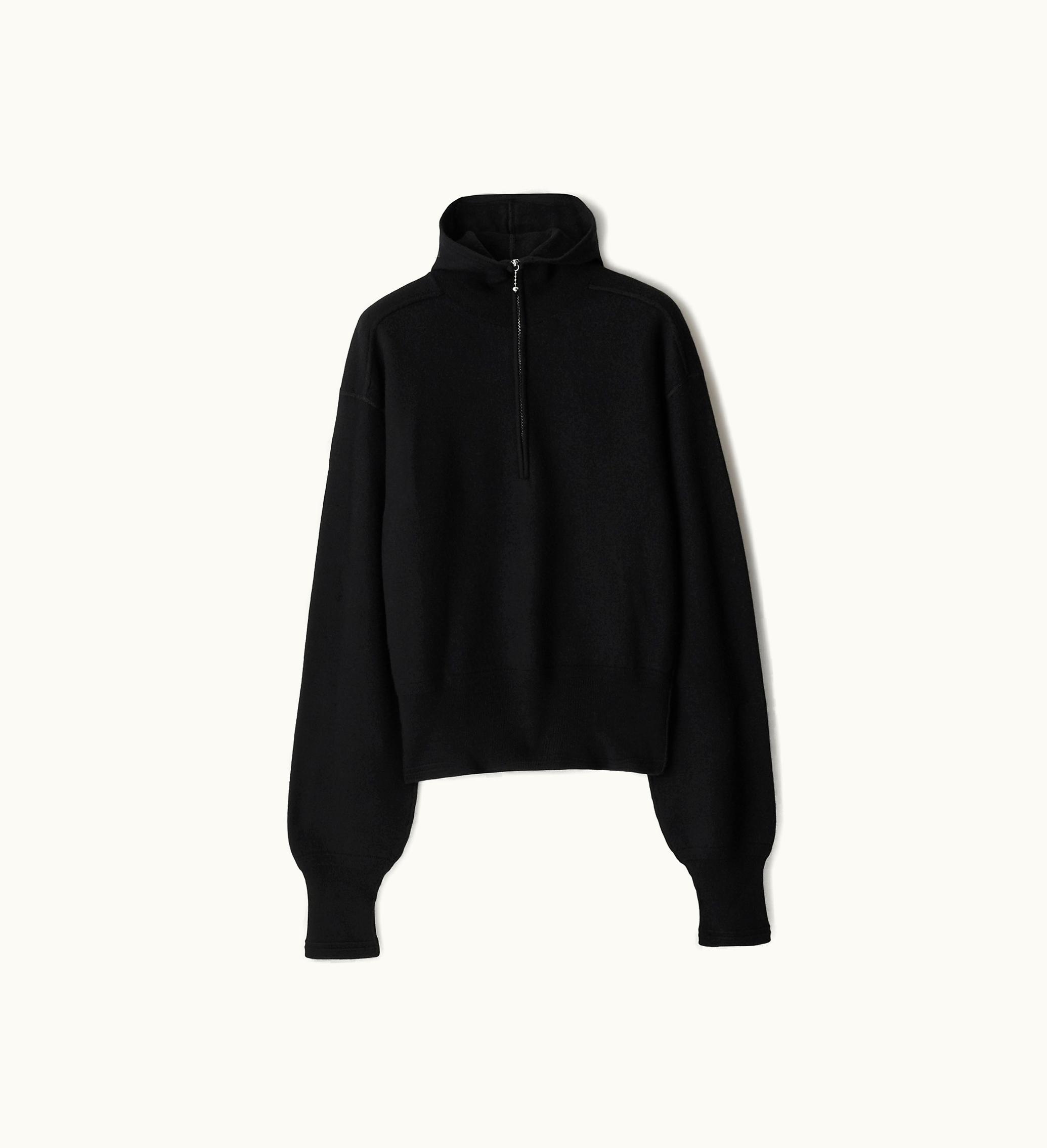 Burberry Burberry Wool Half-zip Hoodie In Black - Men