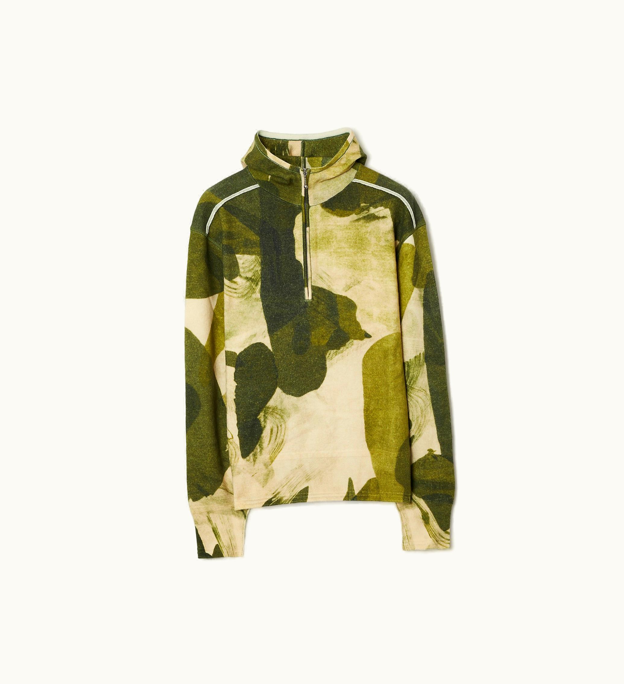 Burberry Burberry Camouflage Wool Half-zip Hoodie In Wheat - Men