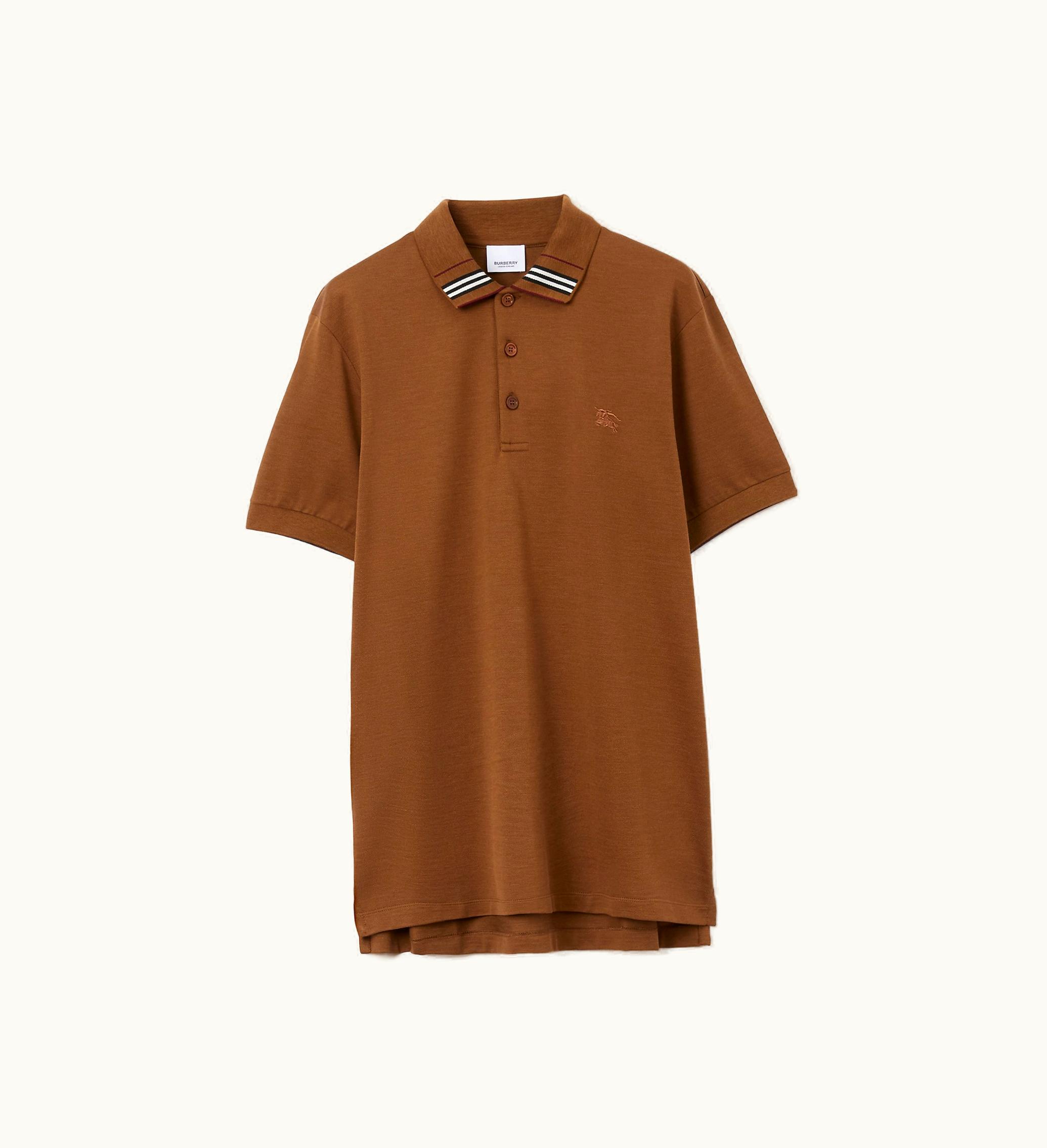 Burberry Burberry Cotton Silk Polo Shirt In Dark Birch Brown - Men