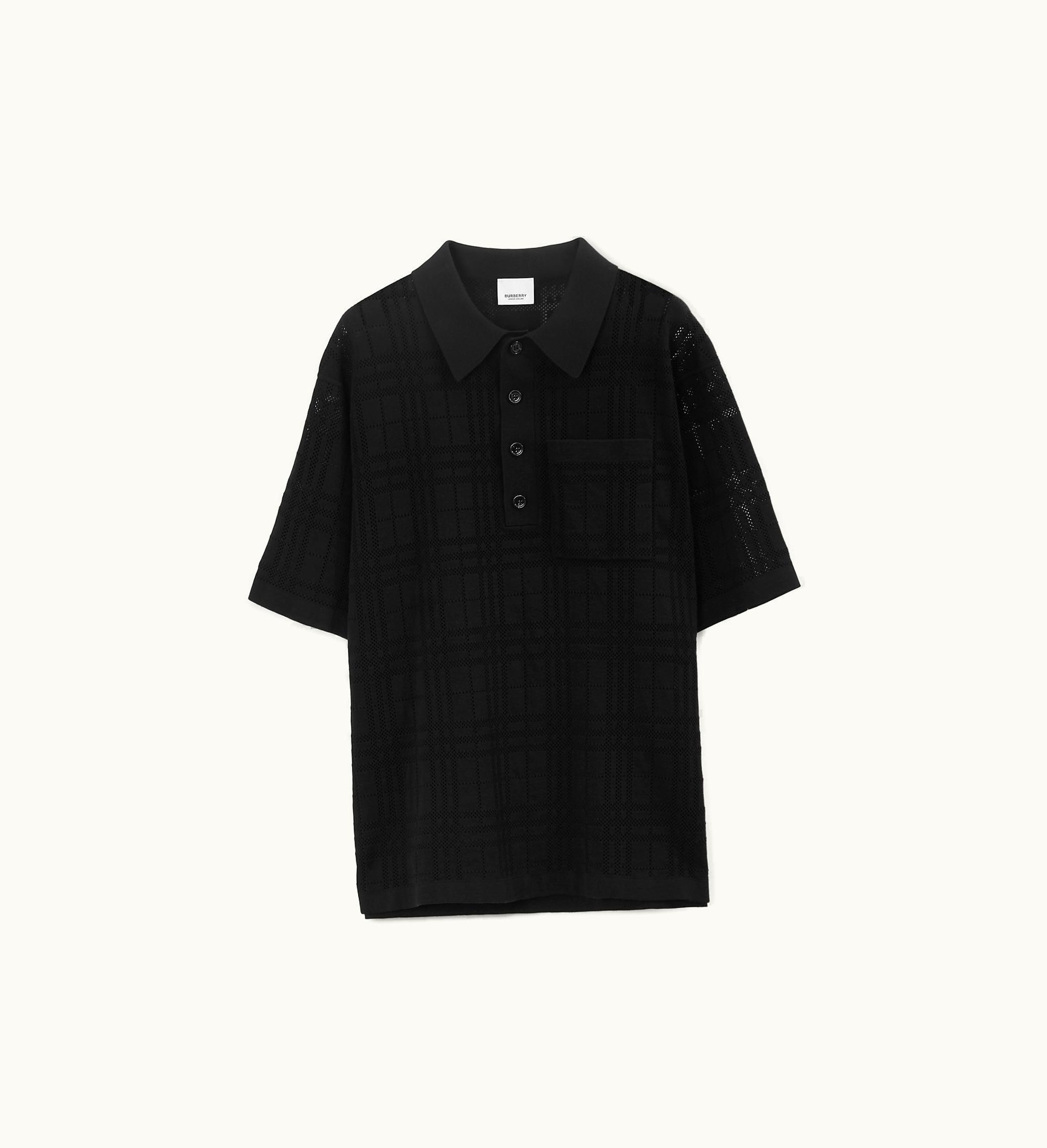 Burberry Burberry Check Cotton Blend Polo Shirt In Black - Men