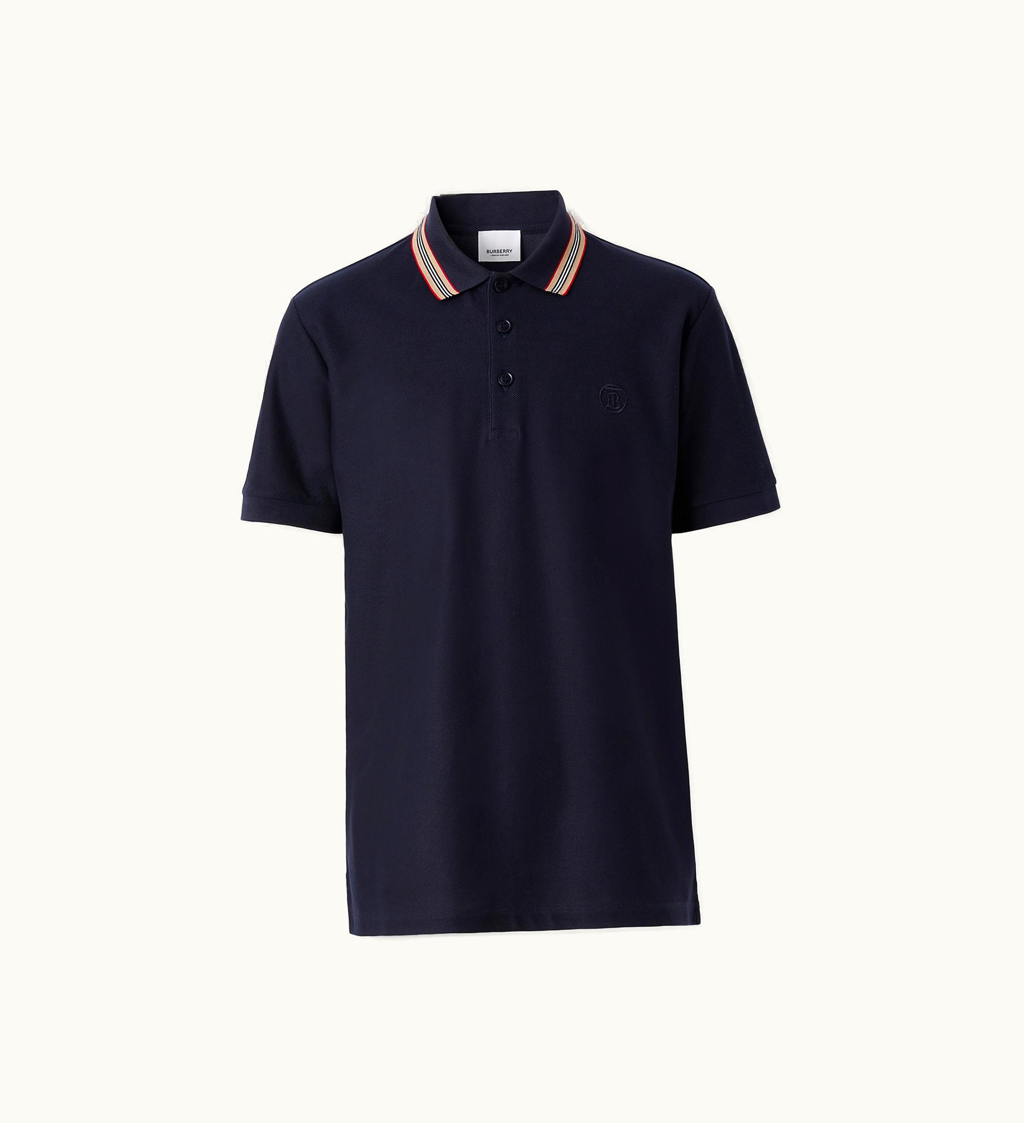 Burberry Burberry Cotton Polo Shirt In Coal Blue - Men