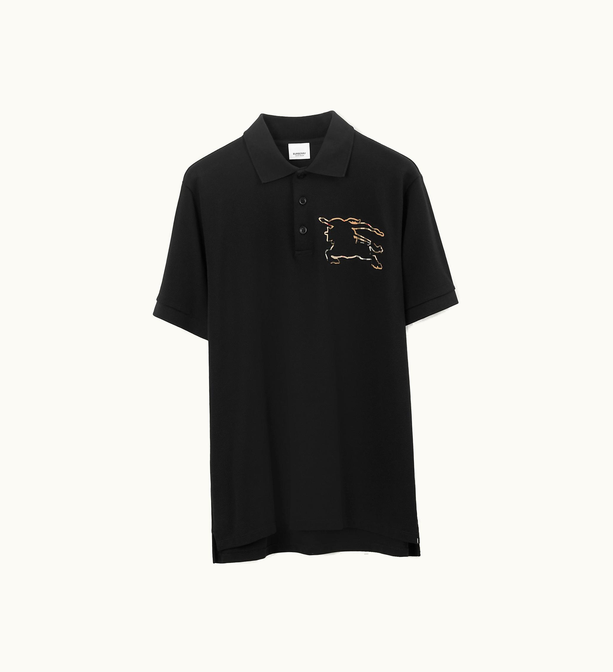 Burberry Burberry Check Ekd Cotton Polo Shirt In Black - Men