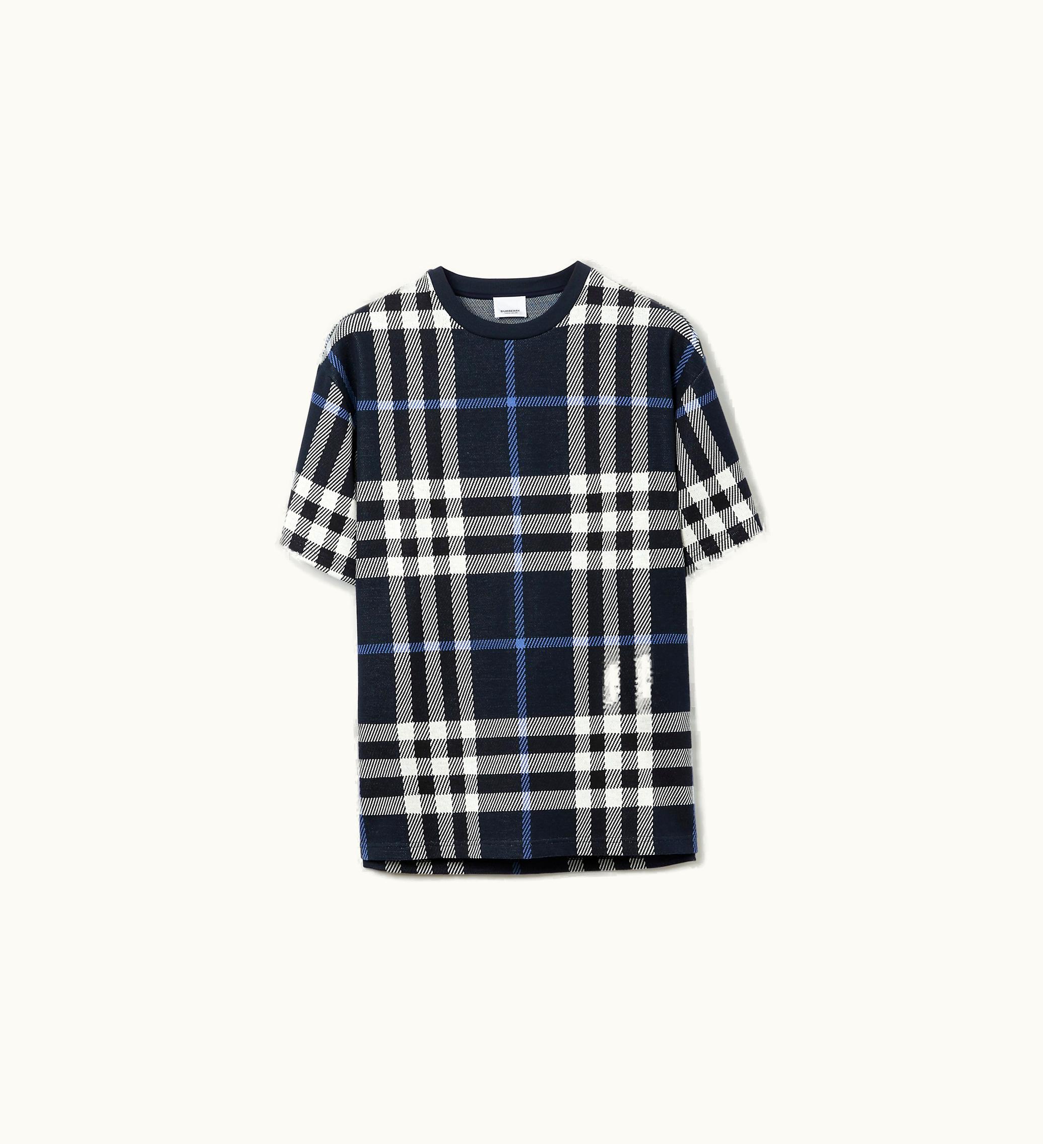 Burberry Burberry Check Cotton T-shirt In White / Dark Blue - Men