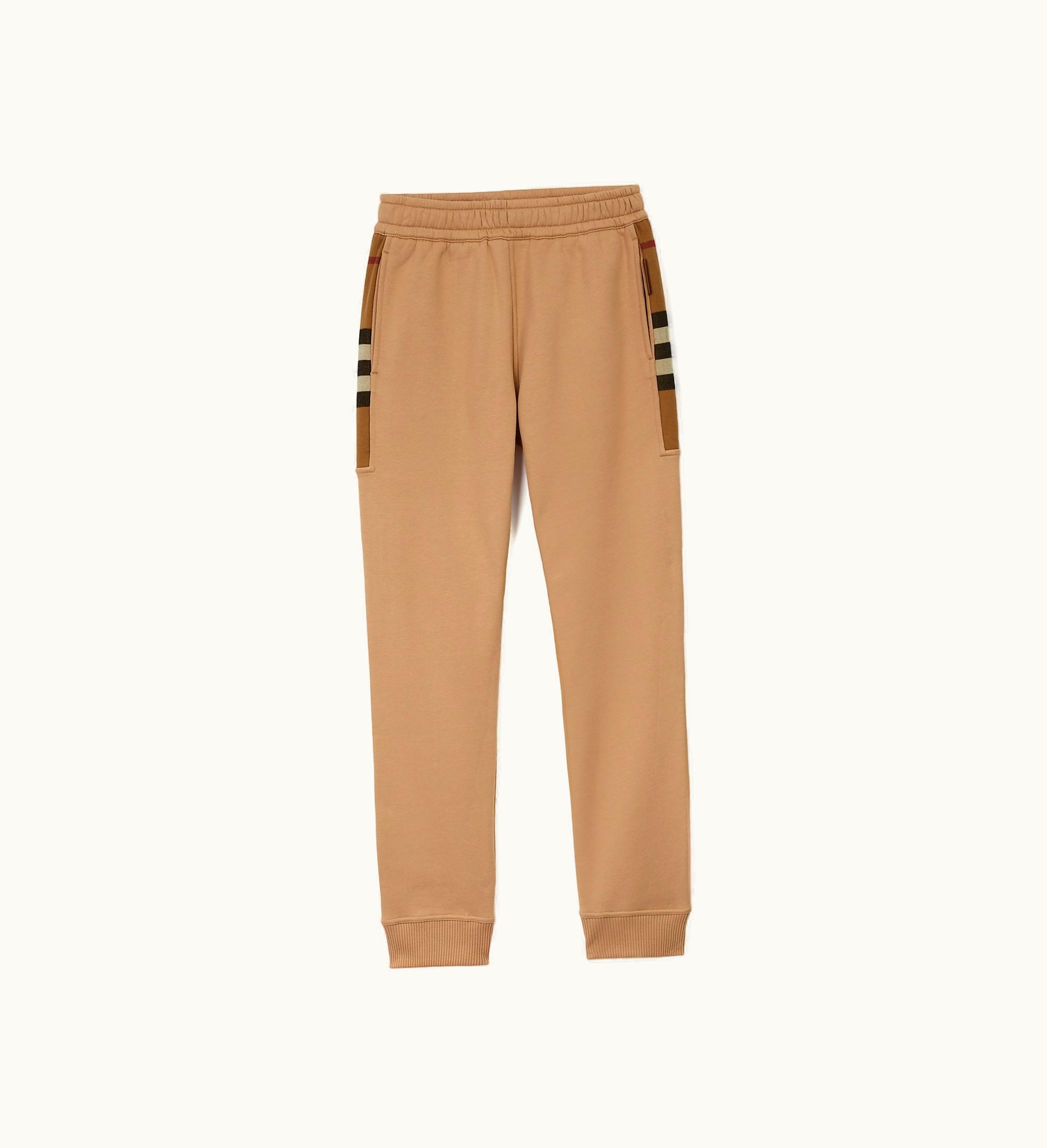 Burberry Burberry Check Trim Cotton Blend Jogging Pants In Camel - Men