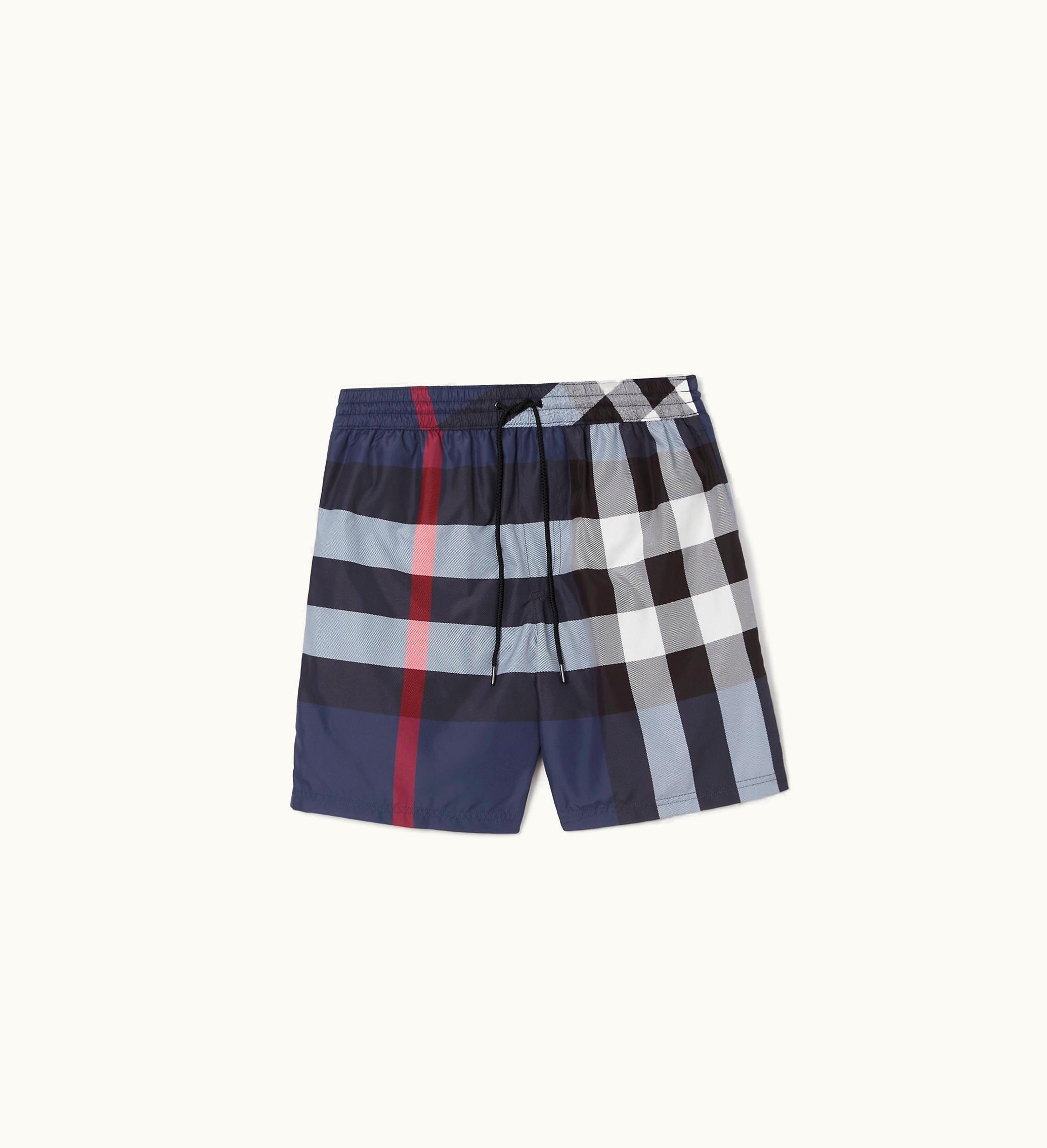 Burberry Burberry Check Swim Shorts In Carbon Blue - Men