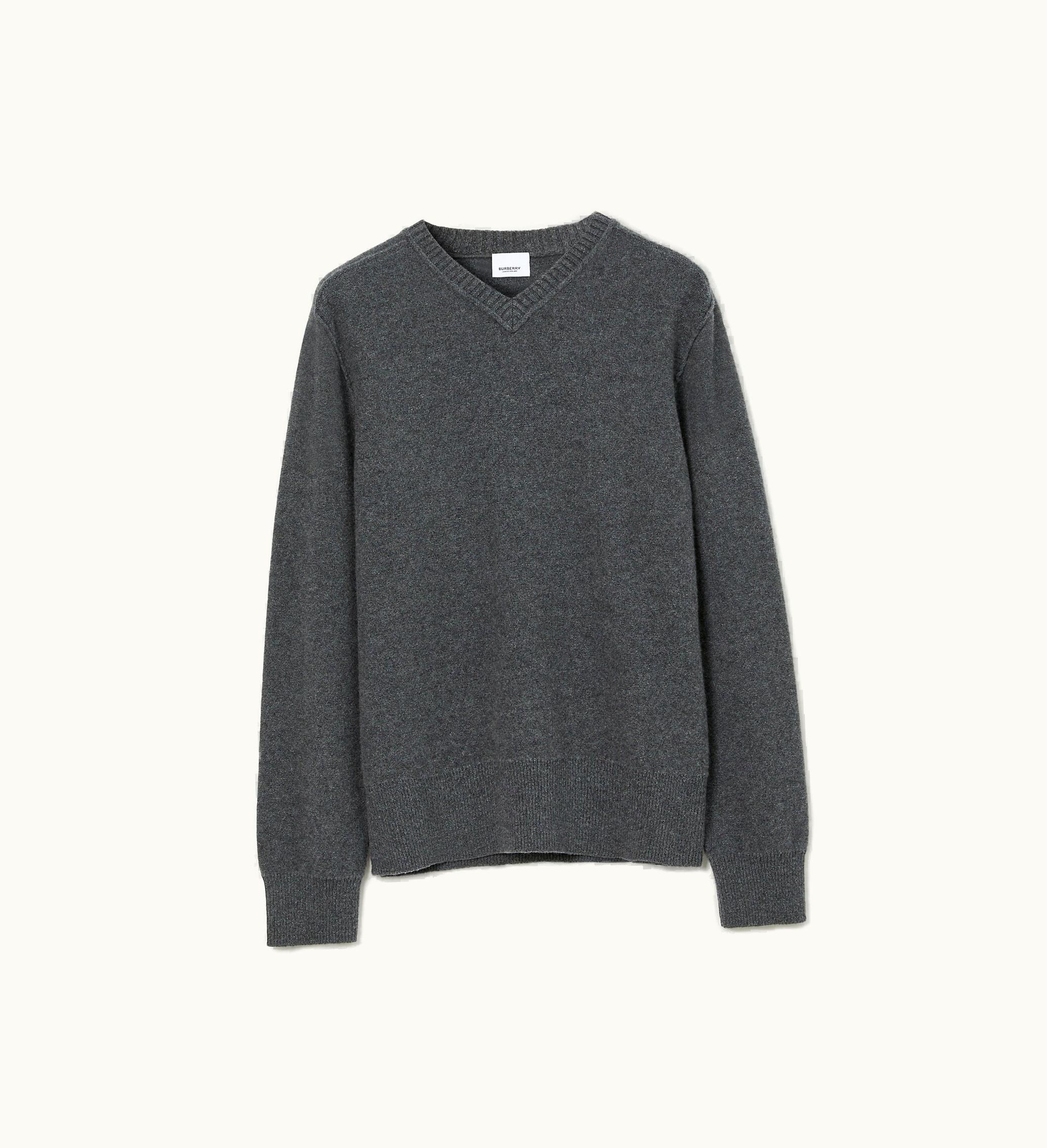 Burberry Burberry Wool Cashmere Sweater In Dark Grey Melange - Men