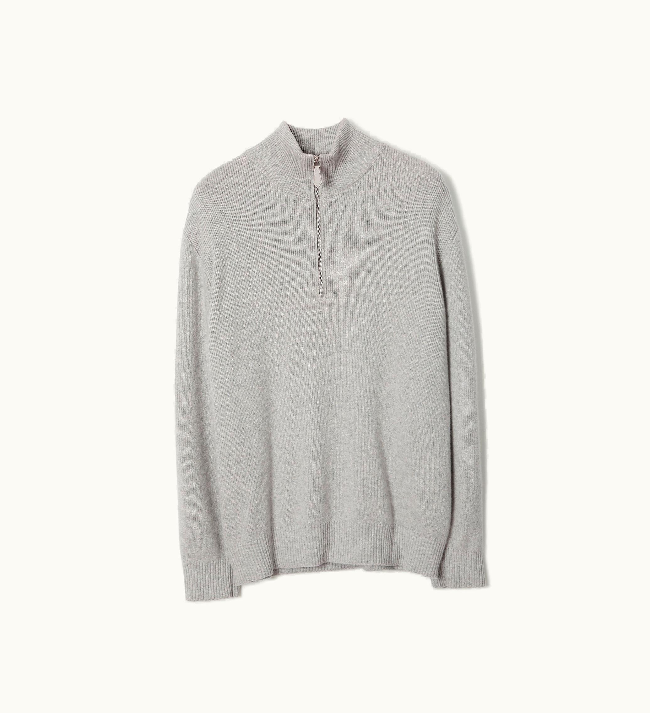 Burberry Burberry Monogram Motif Funnel Neck Cashmere Sweater - Men Light Pewter Melange