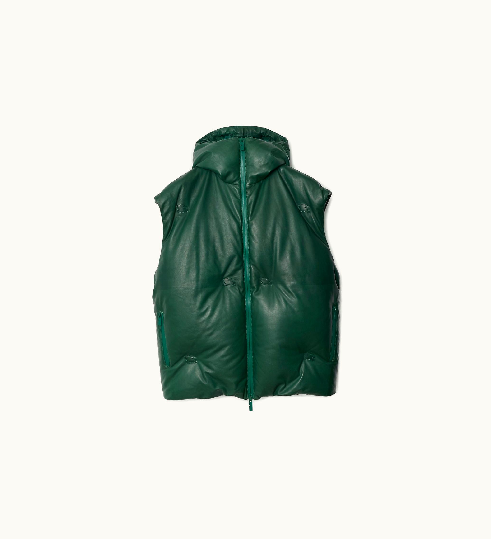 Burberry Burberry Leather Padded Gilet In Ivy - Men