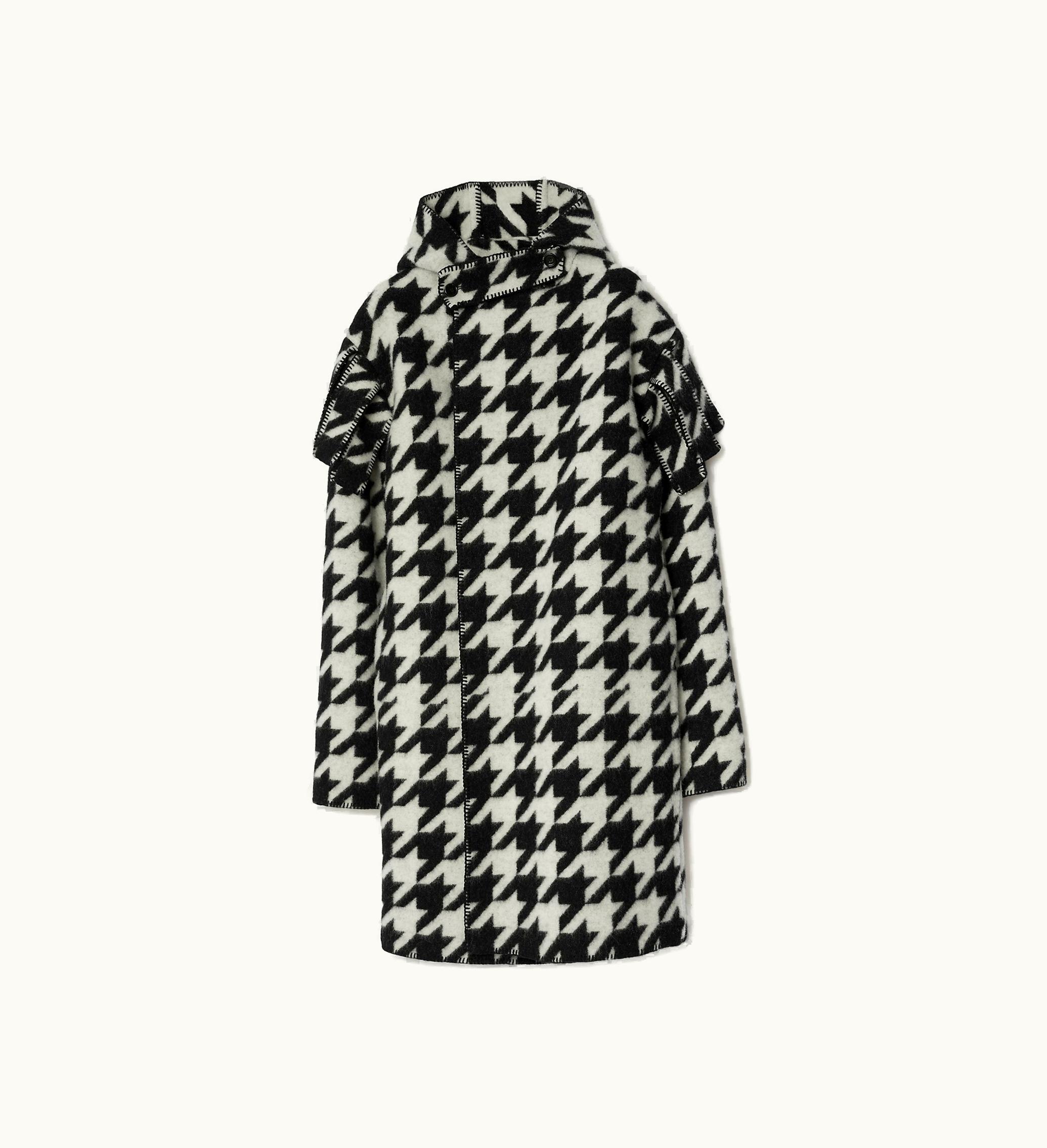 Burberry Burberry Houndstooth Wool Blanket Cape In Black - Men