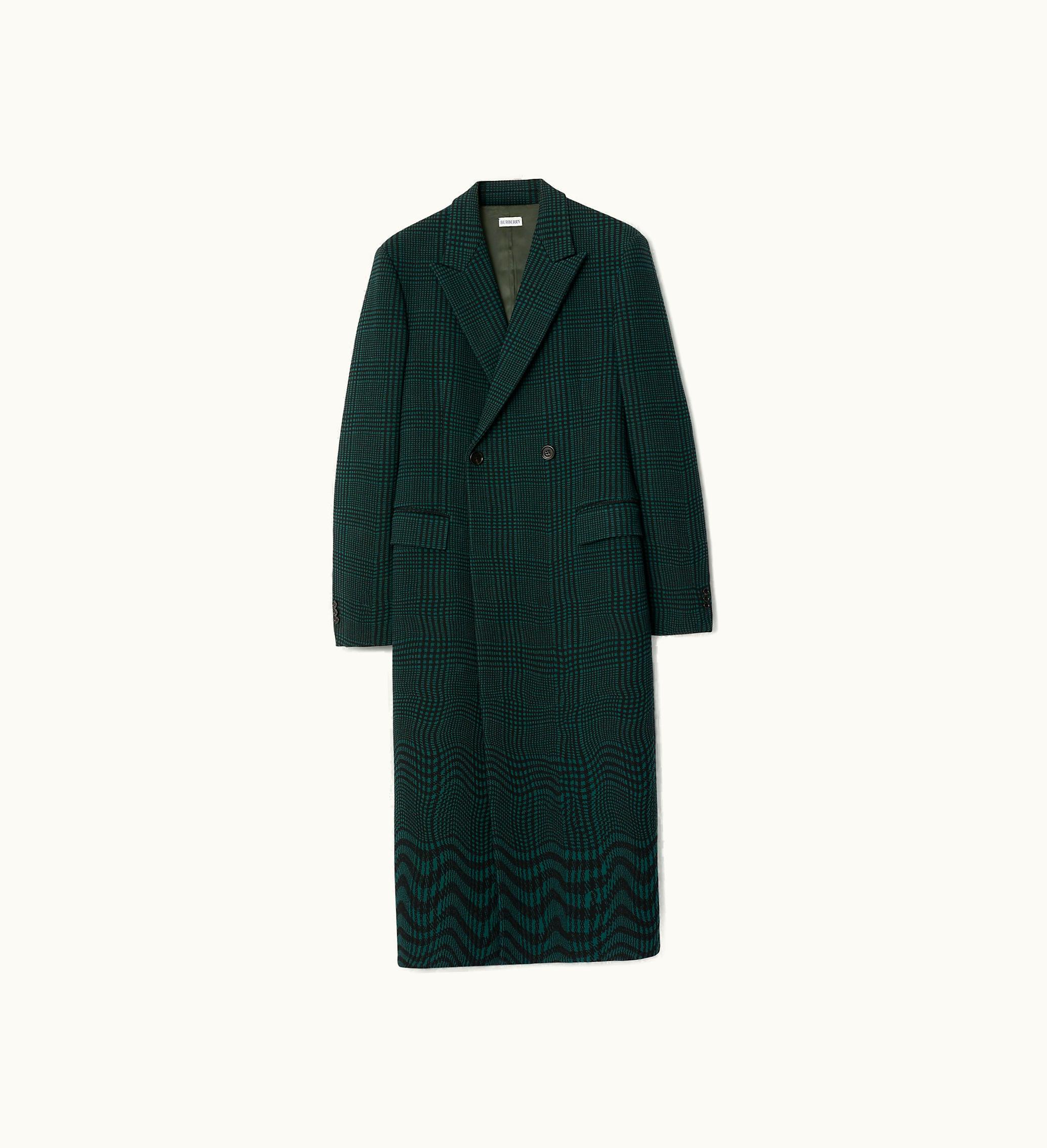 Burberry Burberry Warped Houndstooth Cotton Blend Coat In Ivy - Men