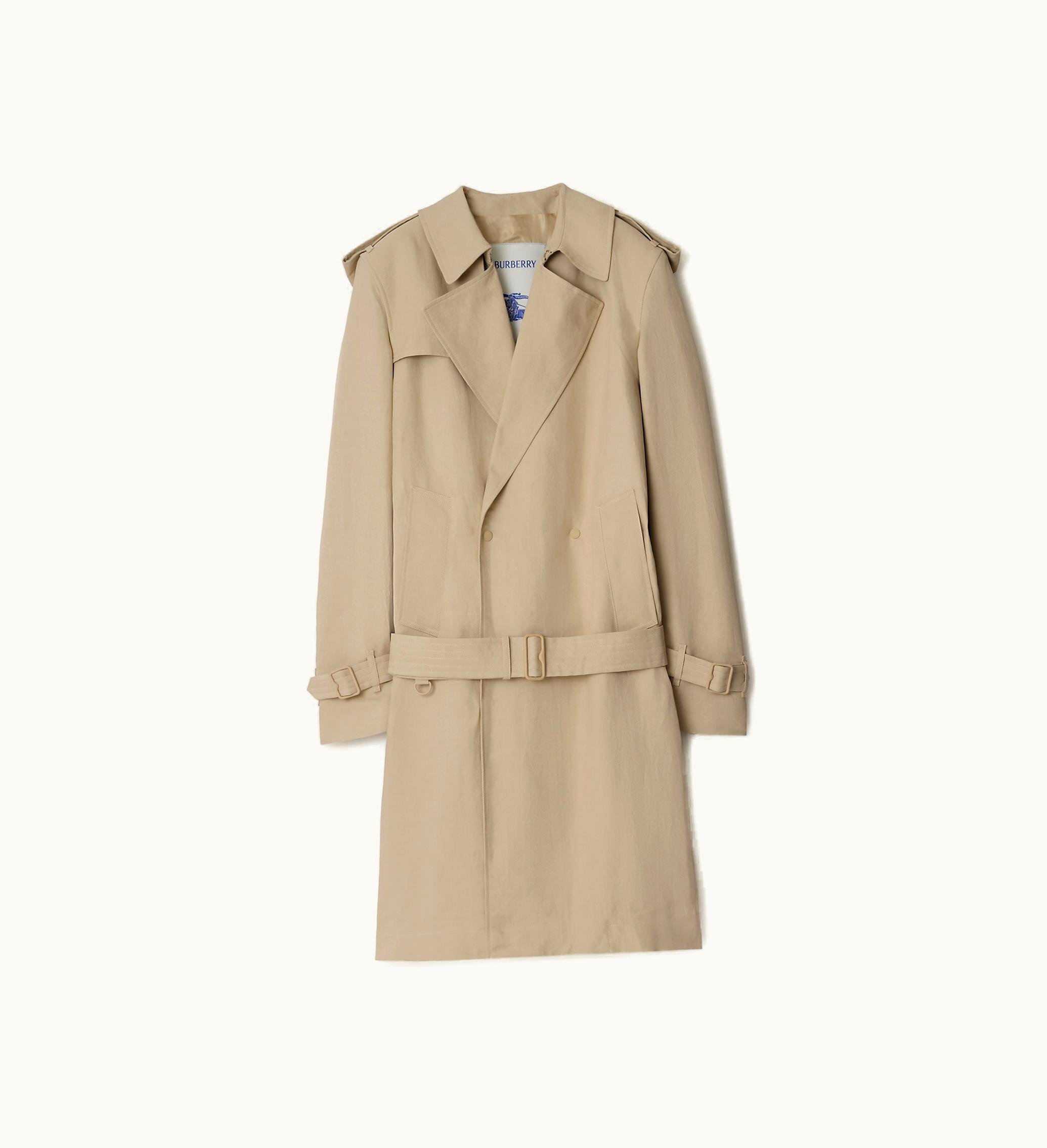 Burberry Burberry Long Tricotine Trench Coat In Oat, Silk