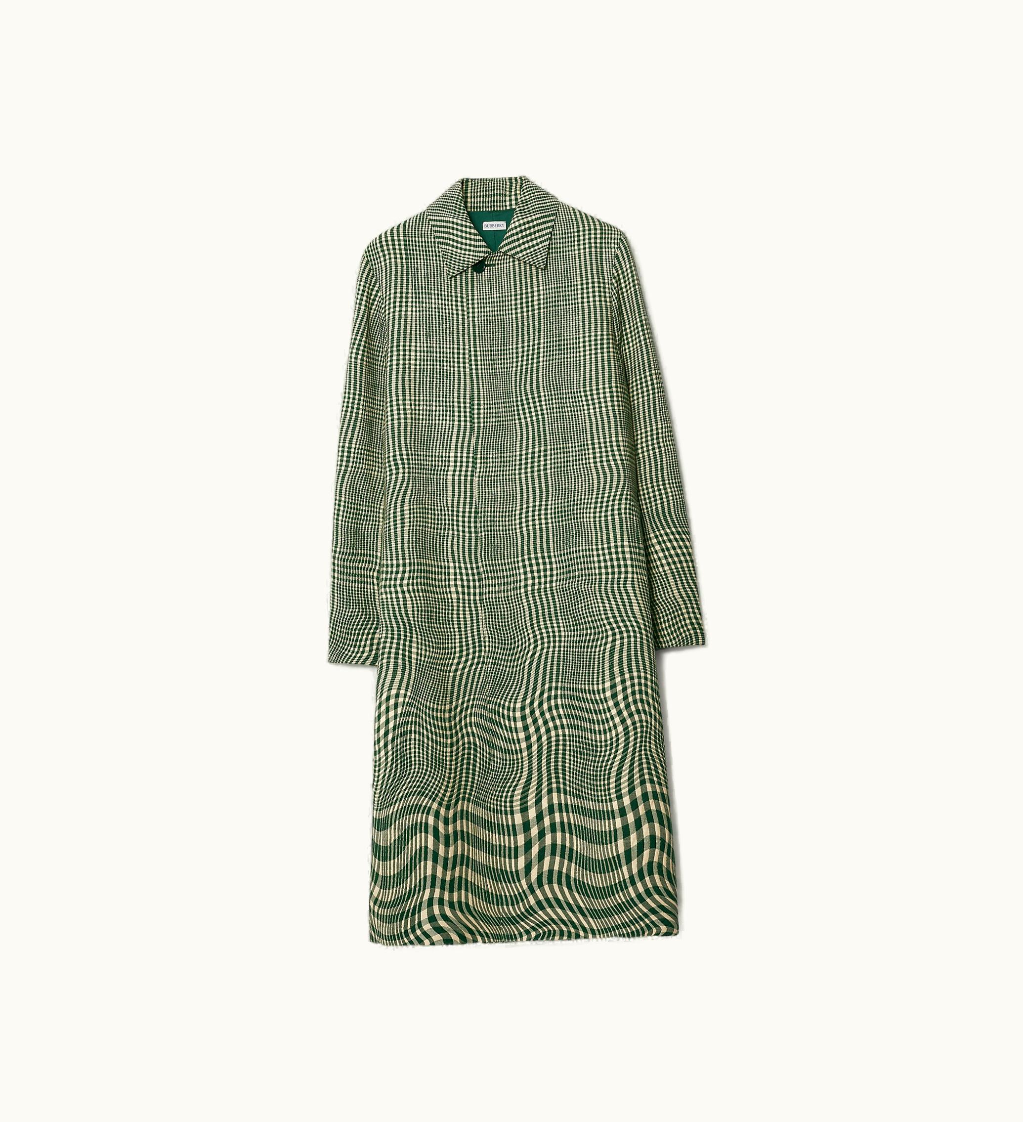 Burberry Burberry Long Warped Houndstooth Silk Blend Car Coat In Ivy - Men