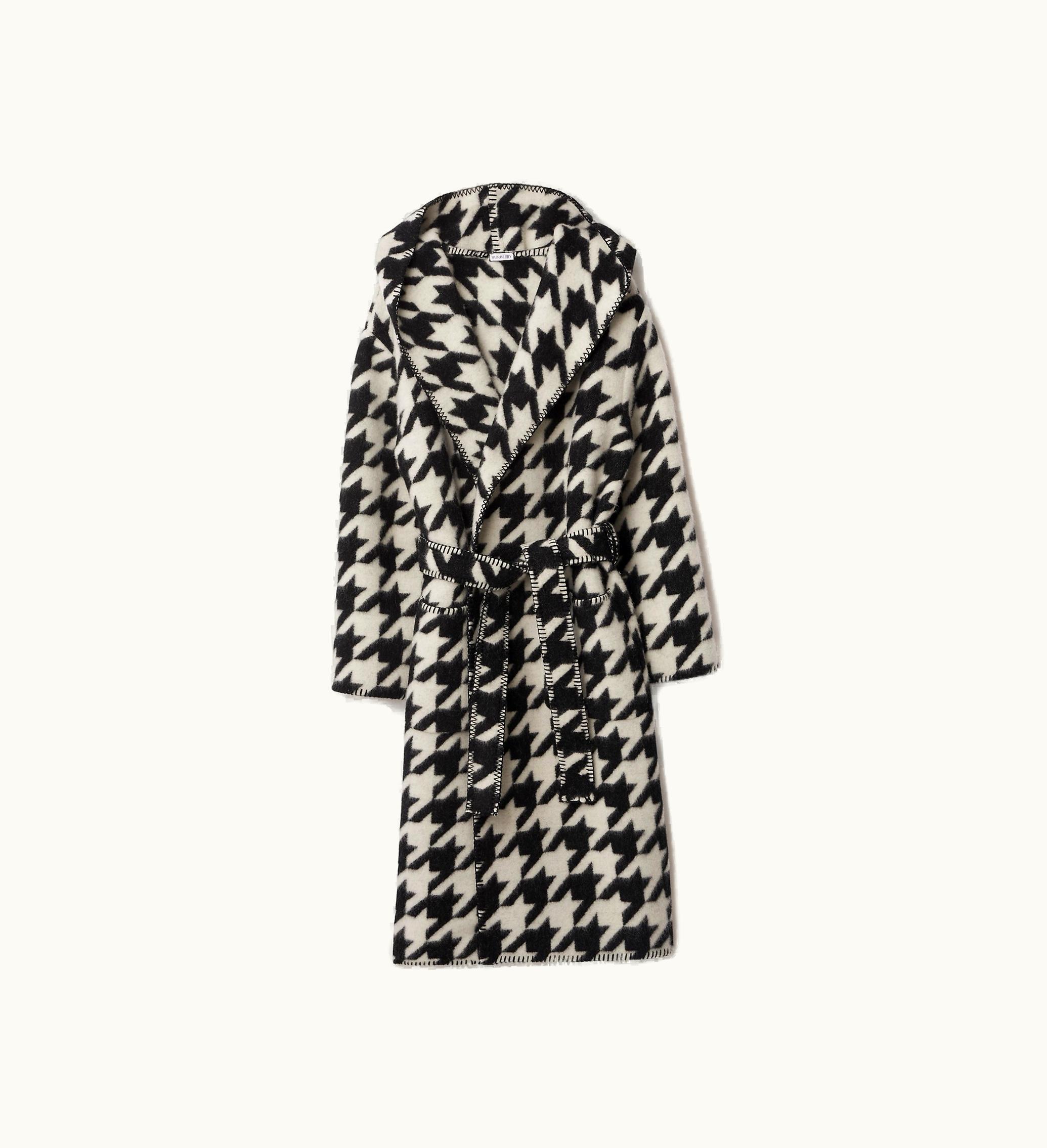 Burberry Burberry Houndstooth Wool Robe In Monochrome