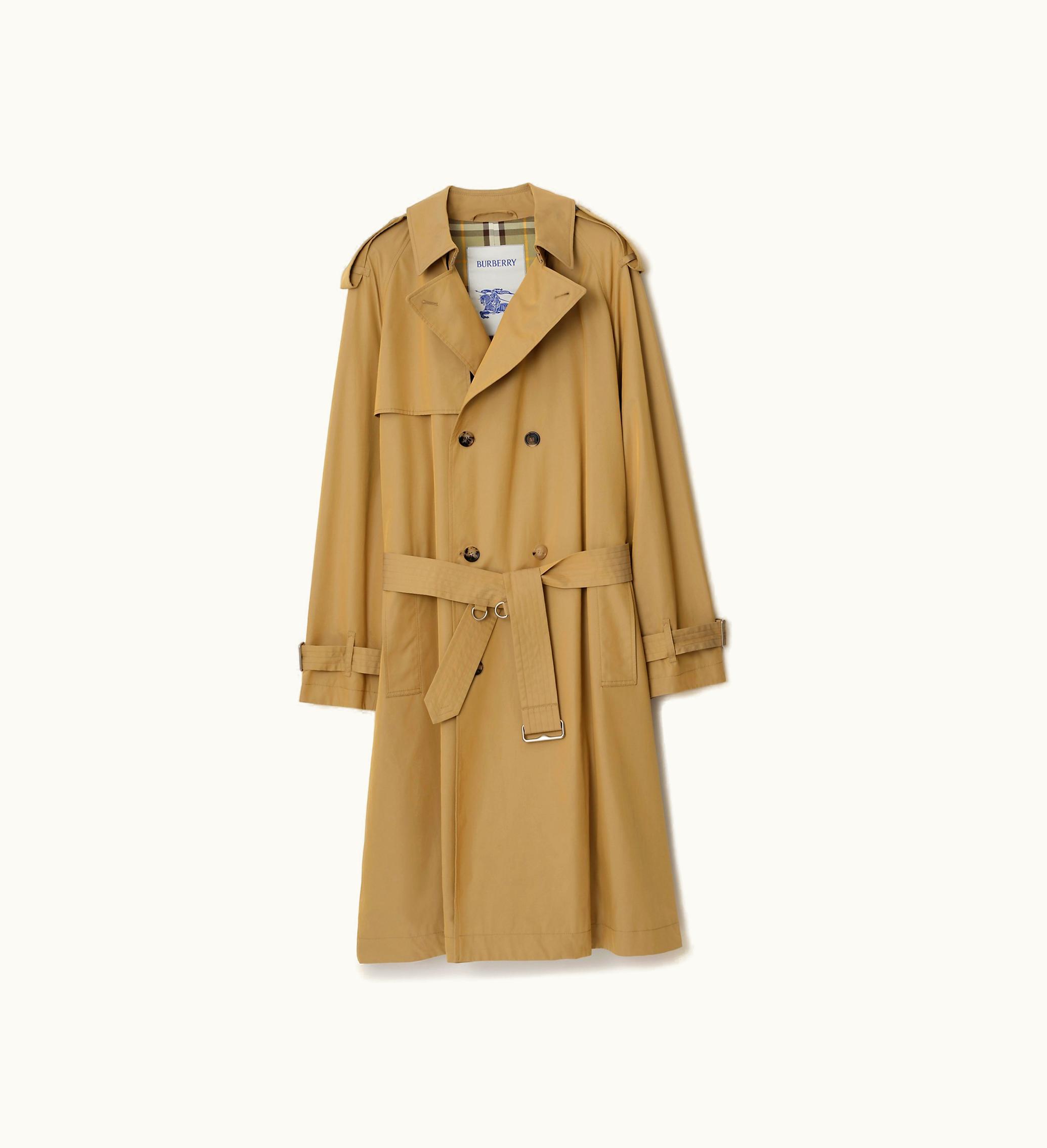 Burberry Burberry Long Gabardine Trench Coat In Spelt, Cotton