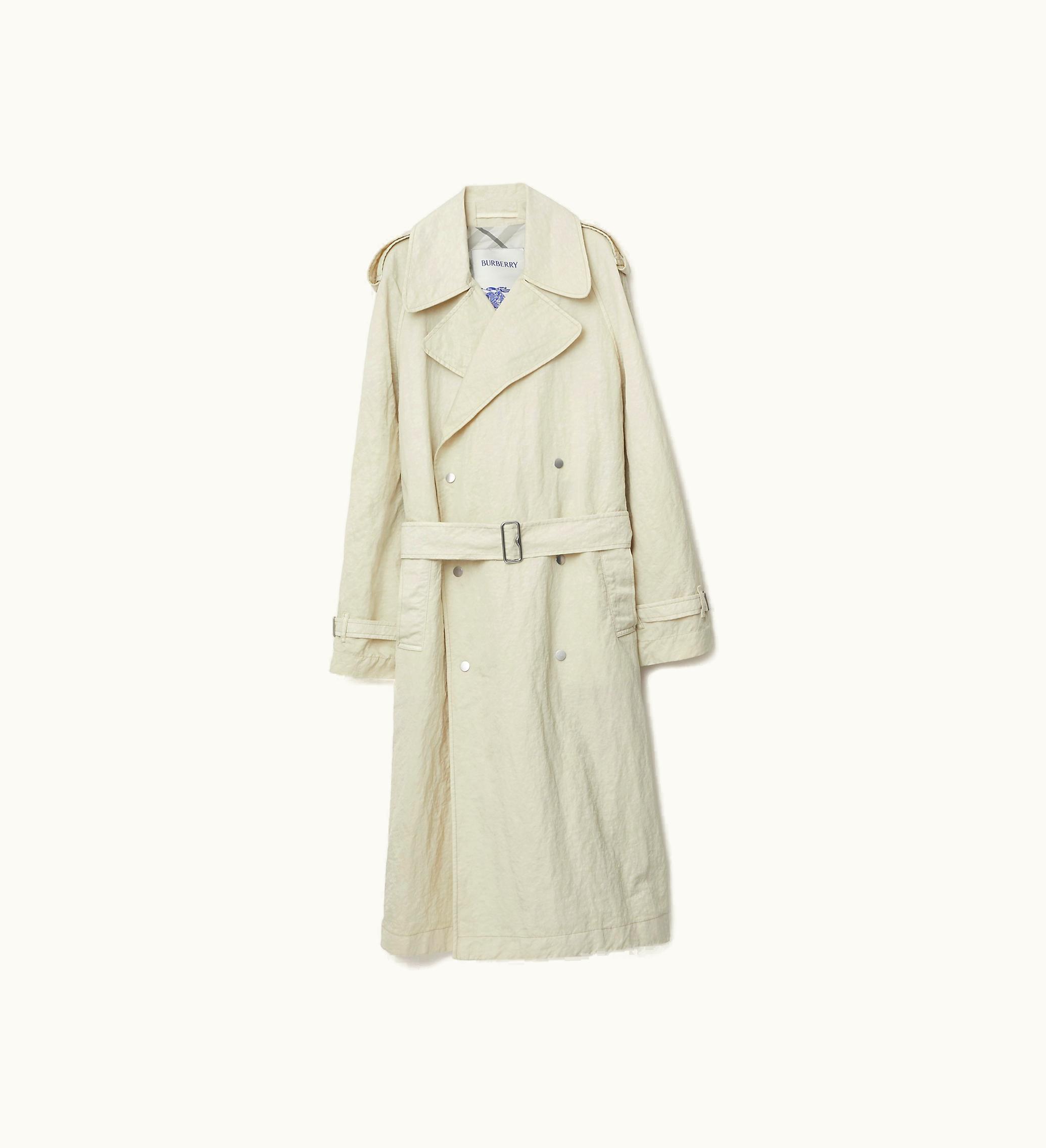Burberry Burberry Long Nylon Trench Coat In Soap - Men