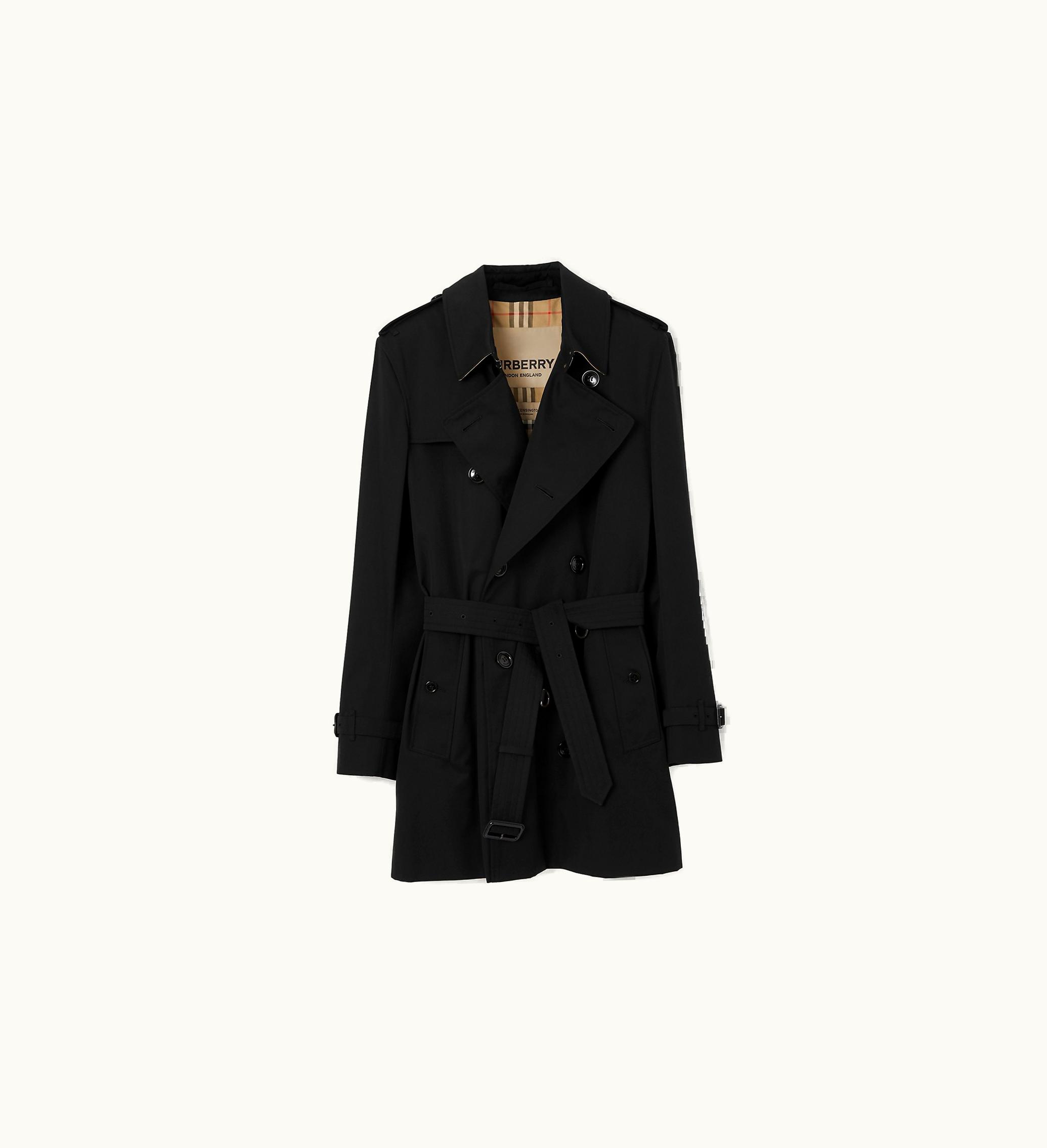 Burberry Burberry Short Kensington Heritage Trench Coat In Black - Men, Cotton Gabardine