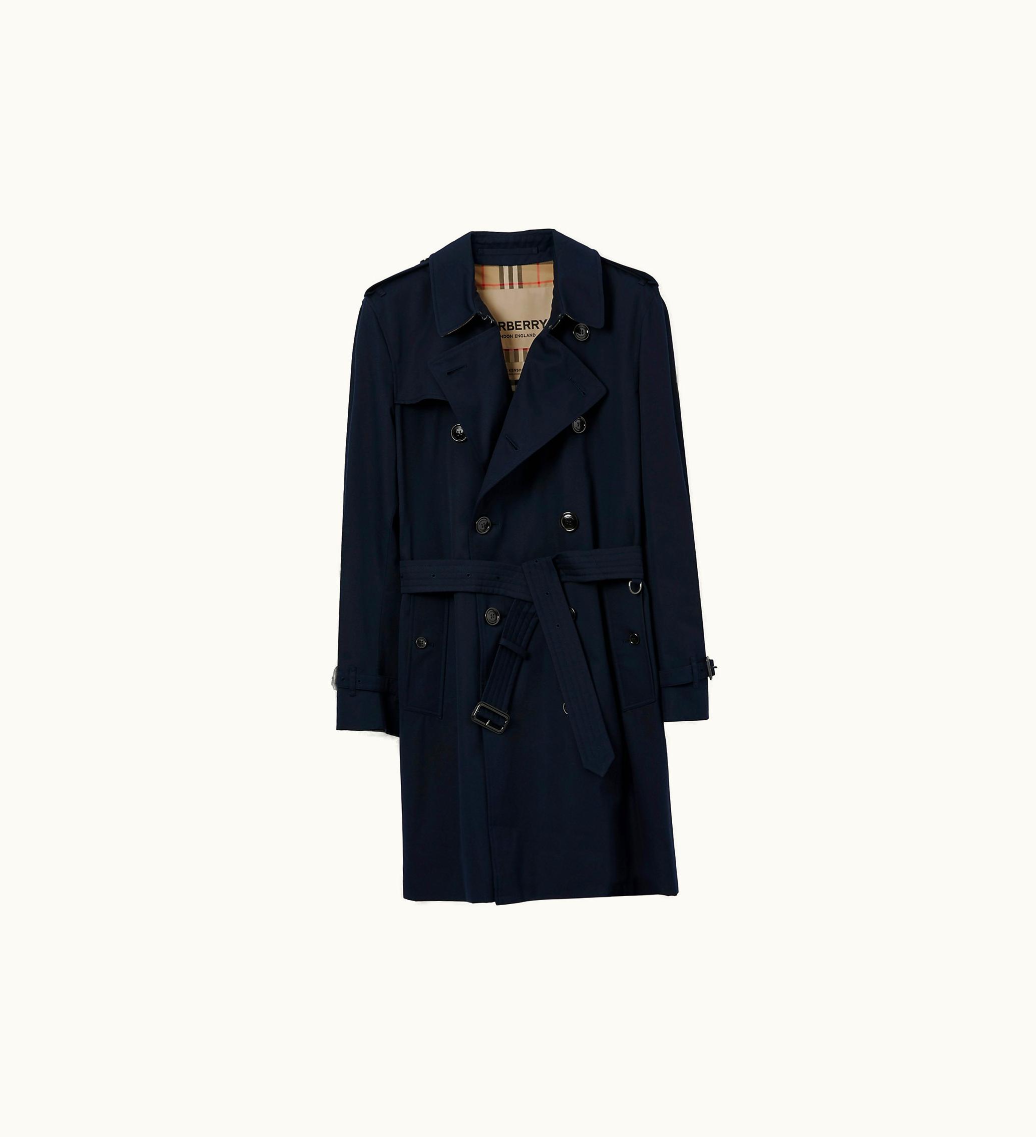 Burberry Burberry Mid-length Kensington Heritage Trench Coat In Coal Blue - Men, Cotton Gabardine